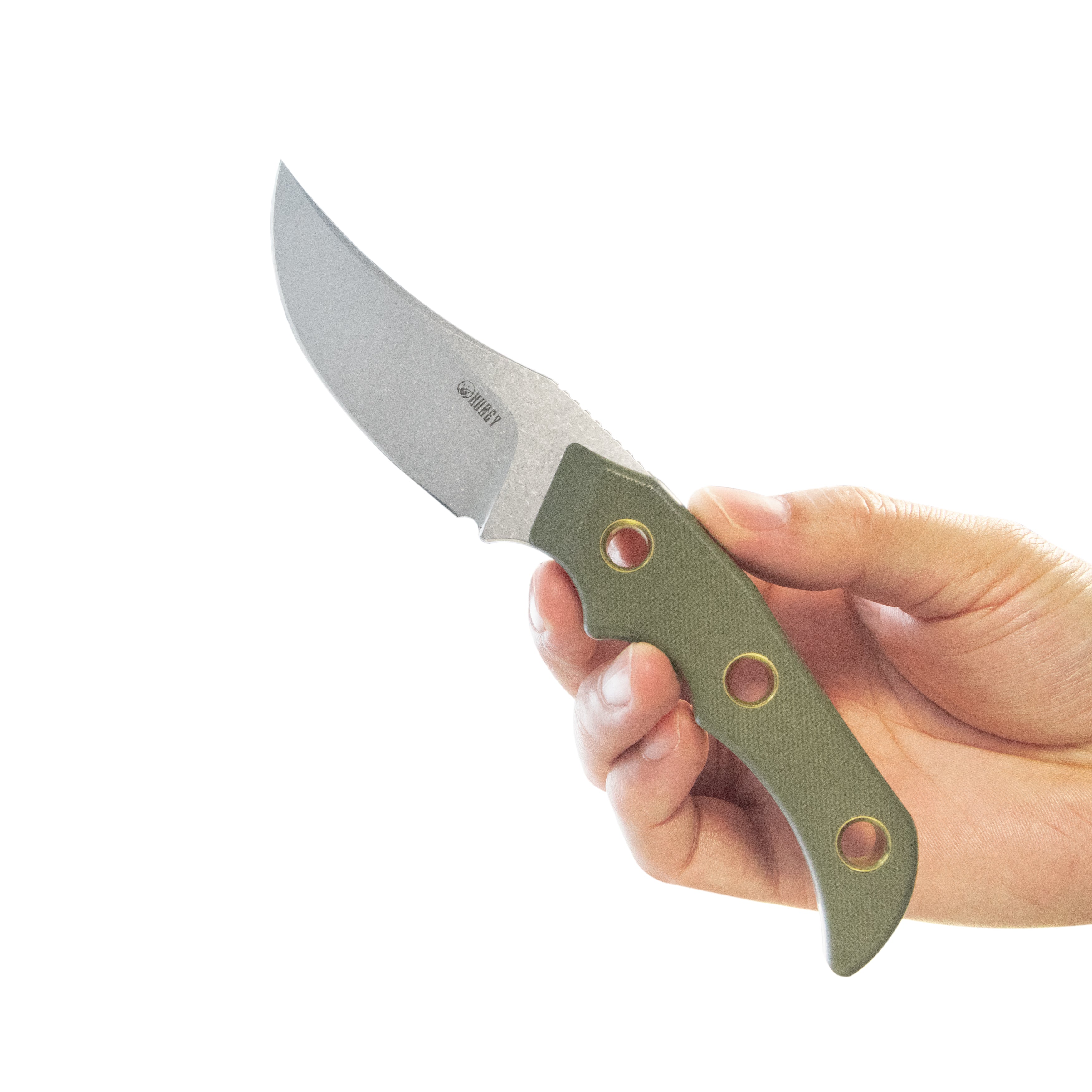 Mikkel Willumsen Design Blade Hunter Clip Point EDC Fixed Blade Knife Green G10 Handle 3.38" Beadblast 14C28N KU375C