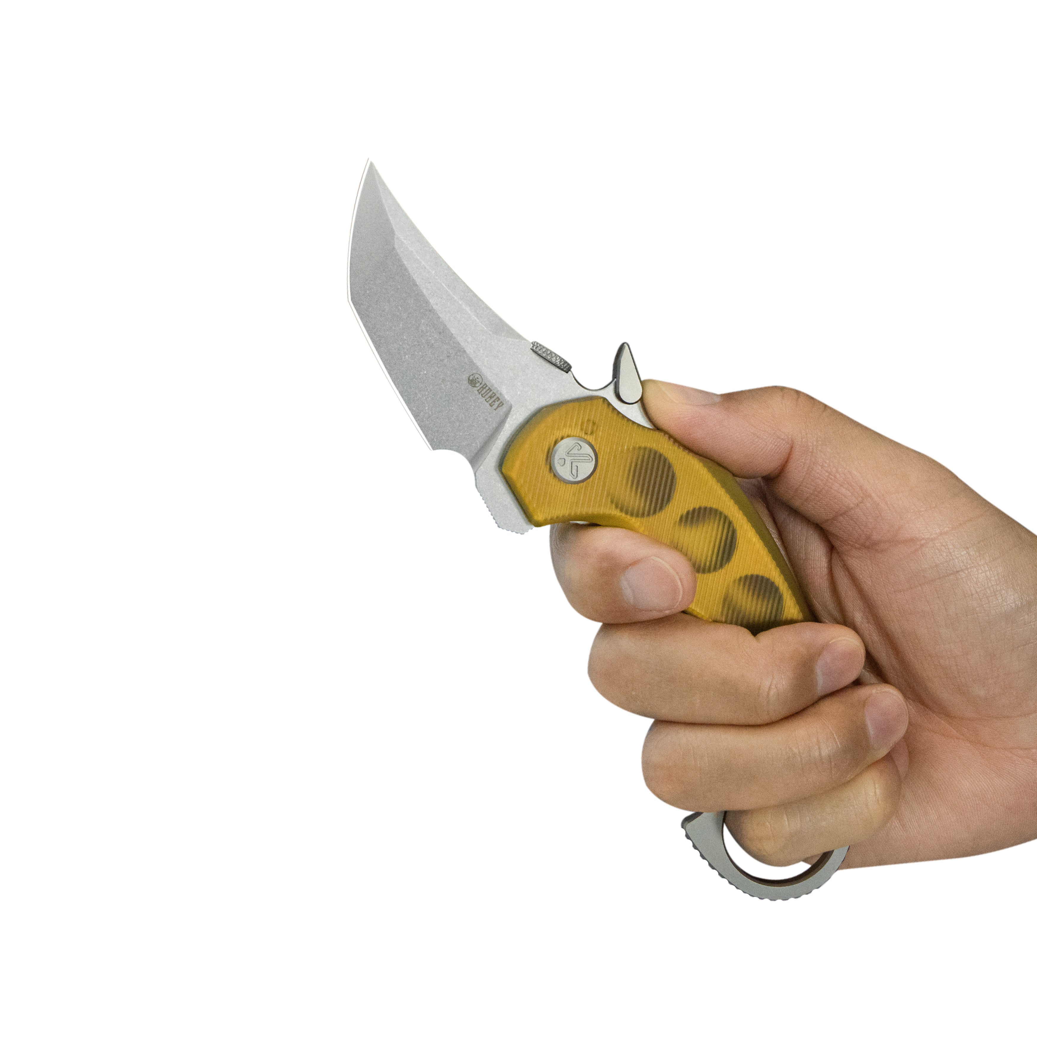 Kubey Jaw Tanto Karambit Folding Knife Ultem Handle 2.52" Sandblast 14C28N Blade KU439C