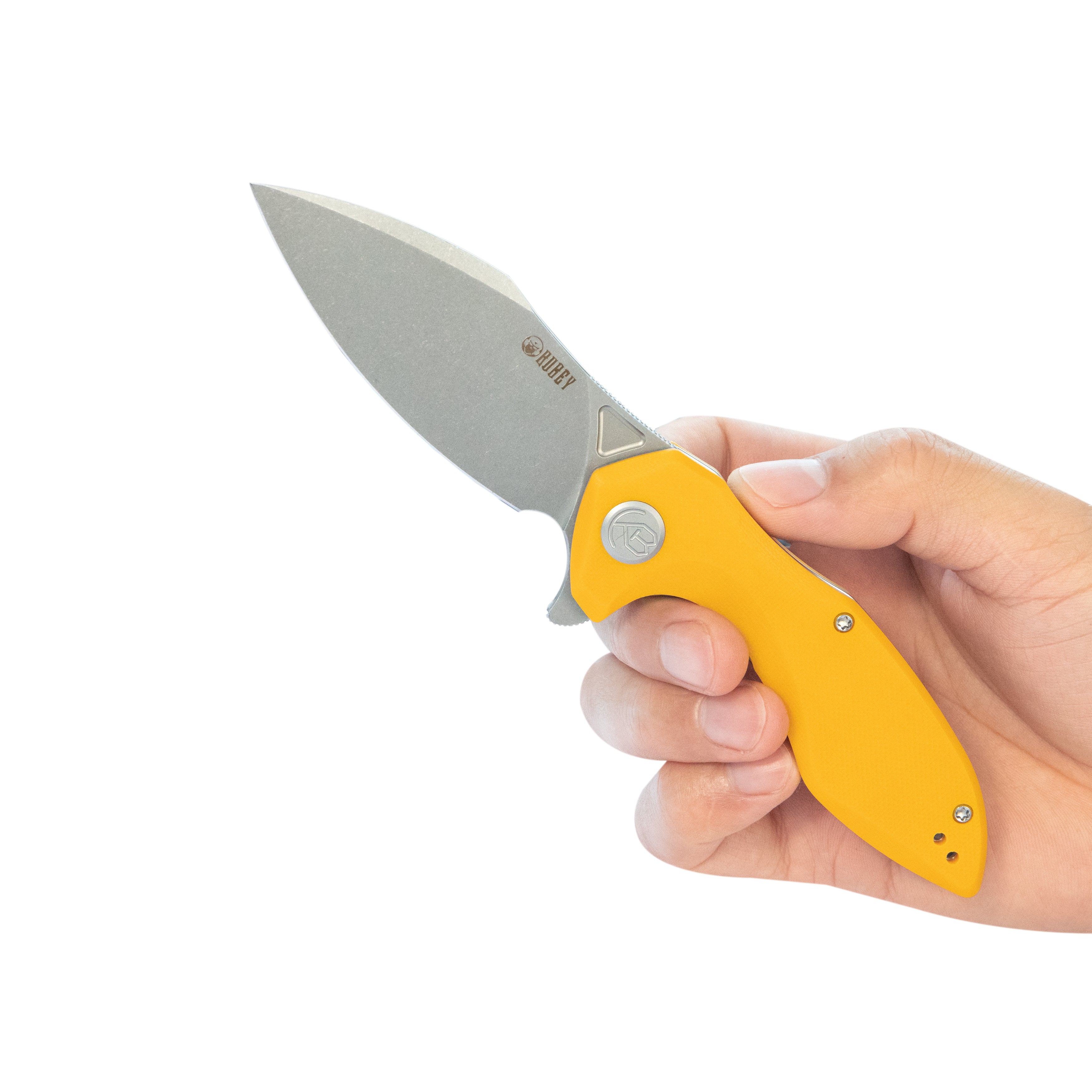 Kubey Noble Flipper Folding Knife Yellow G10 Handle 3.15" Beadblast 14C28N KU236J