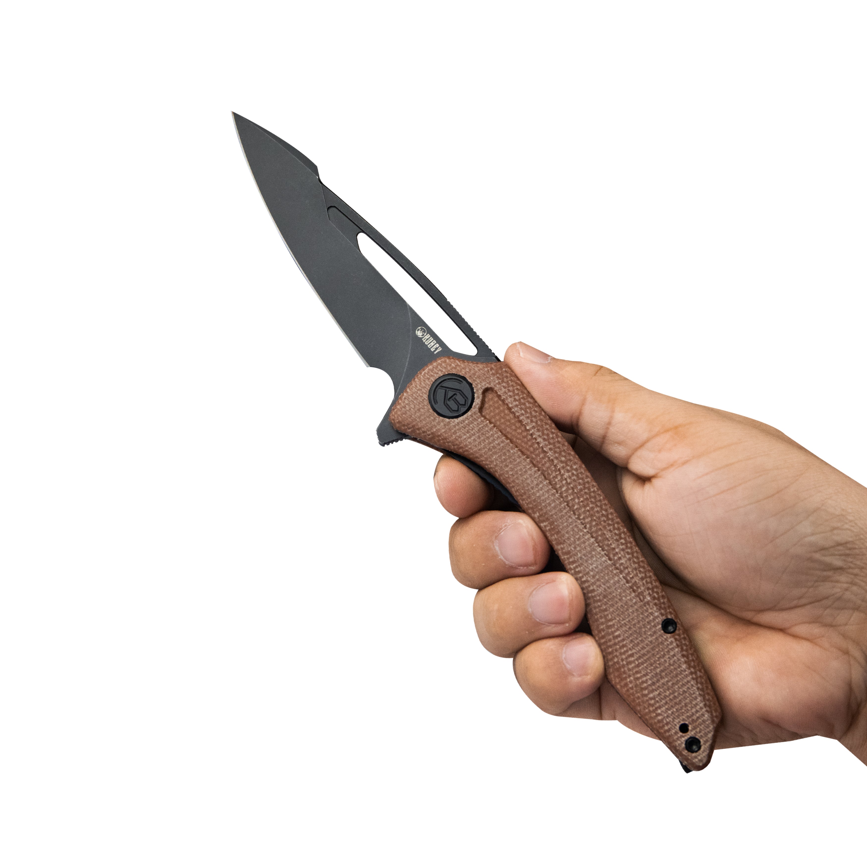 Merced Folding Knife 3.46" Blackwash AUS-10 Blade With Durable Tan Micarta Handle Reliable Tactical Pocket Knife KU345E