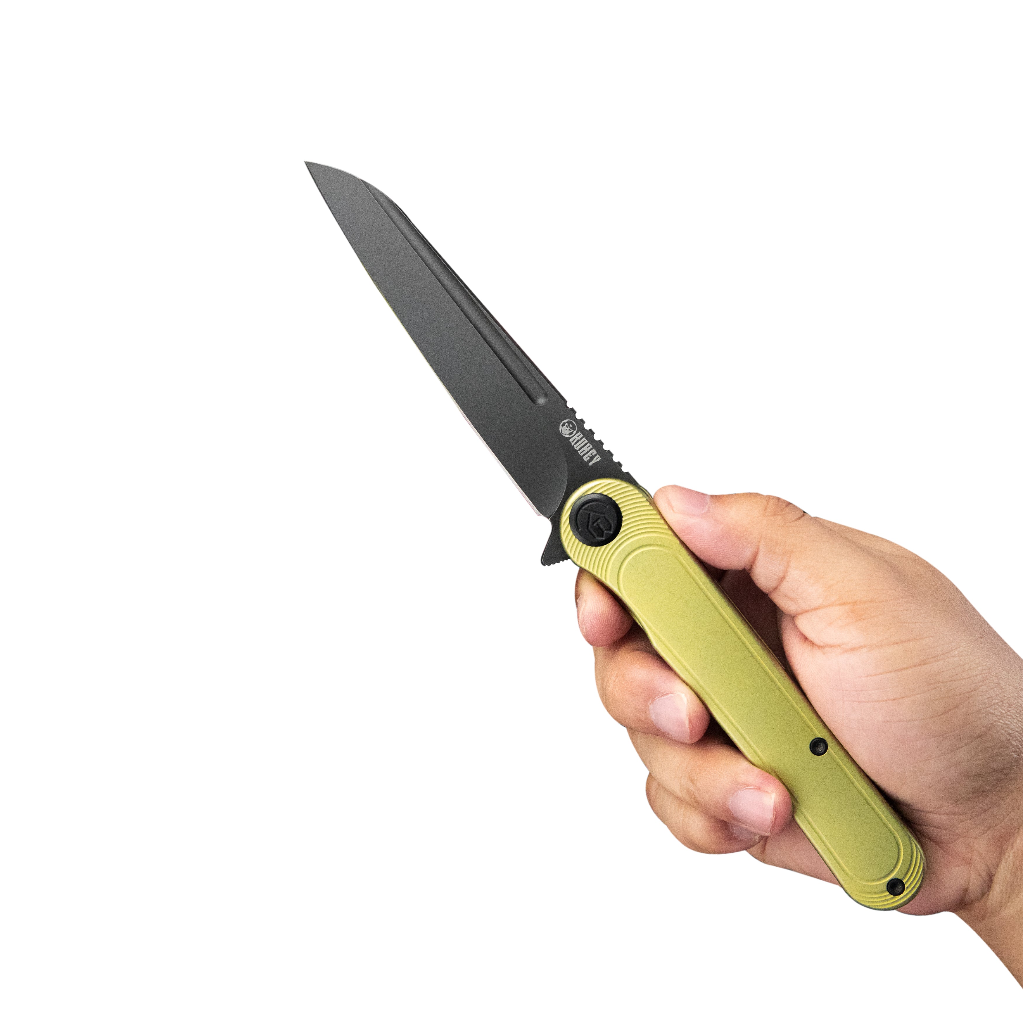 Dandy Frame Lock Gentlemans Pocket Folding Knife Anodized Gold Ti Handle 3.94" Blackwash S90V KB247E