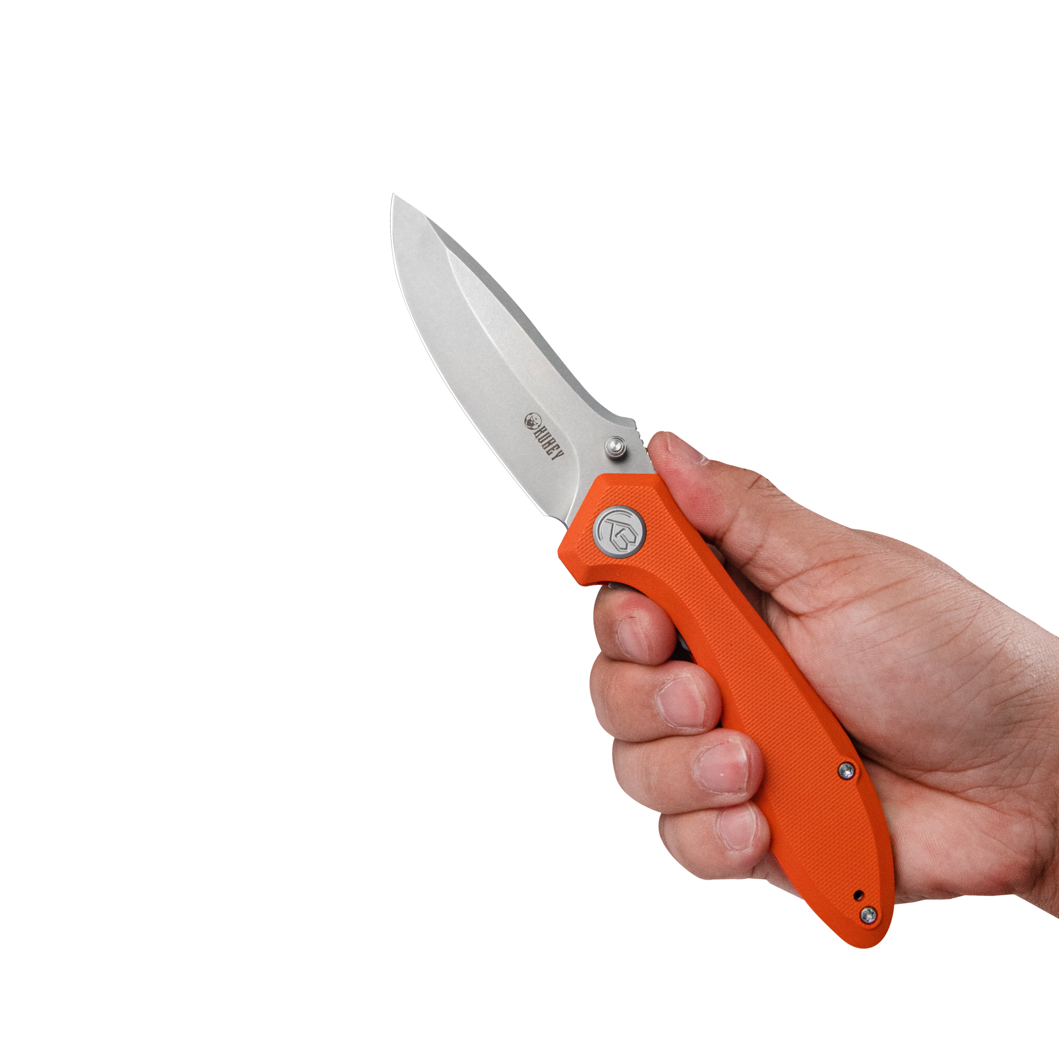 Ruckus Liner Lock Folding Knife Orange G10 Handle 3.31" Bead Blasted AUS-10 KU314H