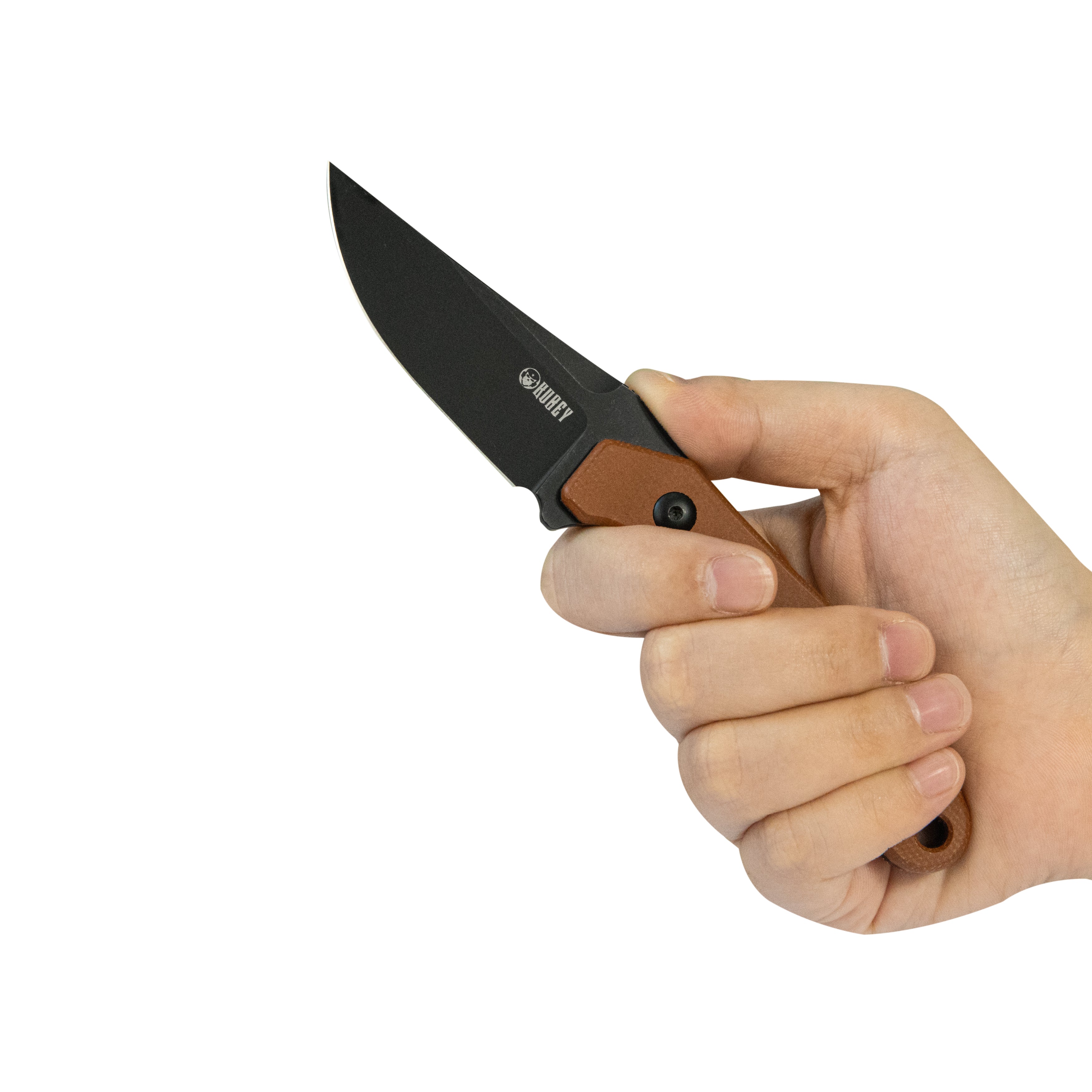 TLB II Clip Point EDC Fixed Blade Knife Brown Micarta 2.8" Blackwash 14C28N with Kydex Sheath KU468D