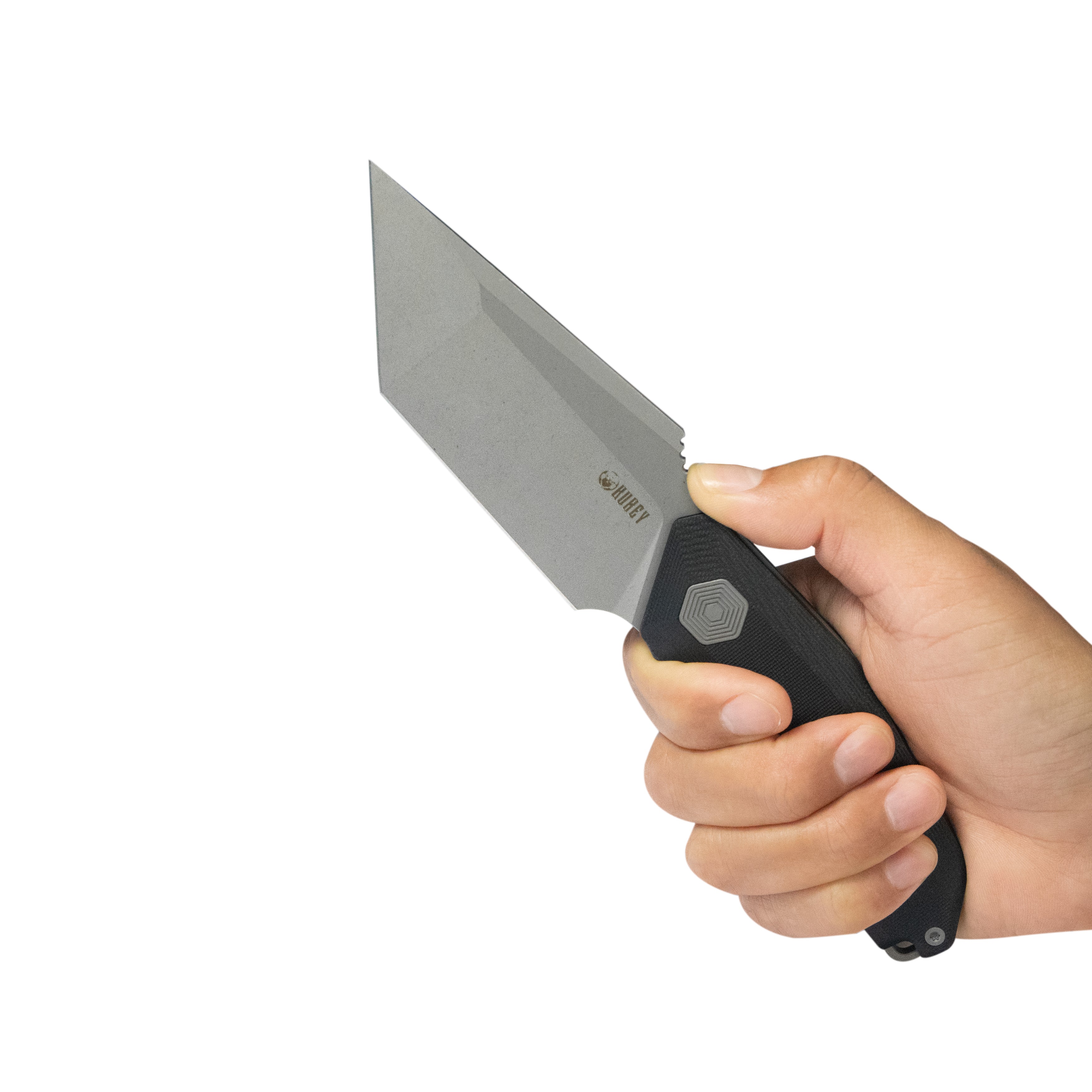 Kubey Yokai Fixed Blade Knife Black G-10 Handle 4.06'' Stonewashed 14C28N Blade KU382A