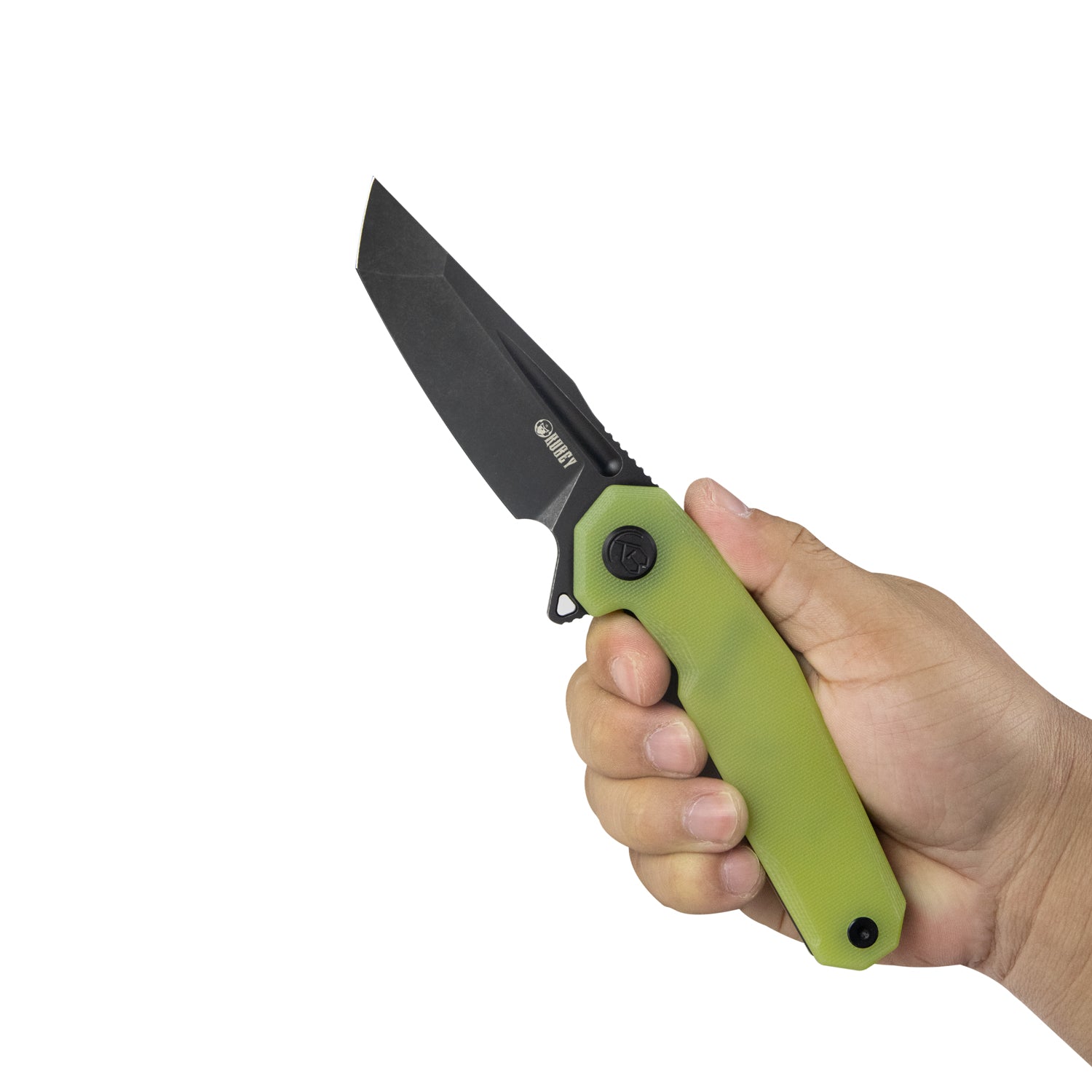 Kubey Carve Liner Lock Tactical Folding Knife Translucent Yellow G10 Handle 3.27'' AUS-10 KB237J