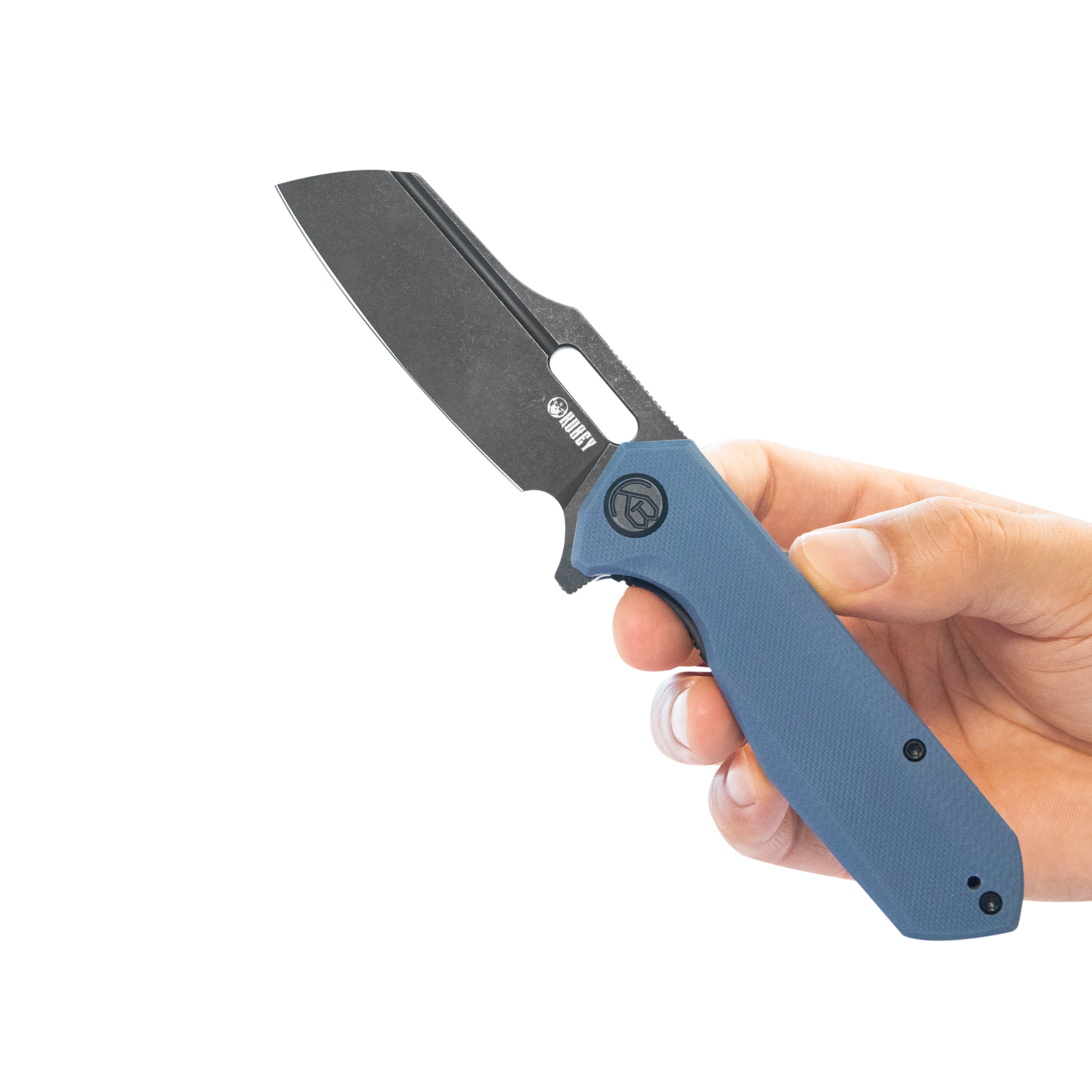 Kubey Atlas Folding Knife Denium Blue G10 Handle 3.31" Dark Stonewashed 14C28N KU328K