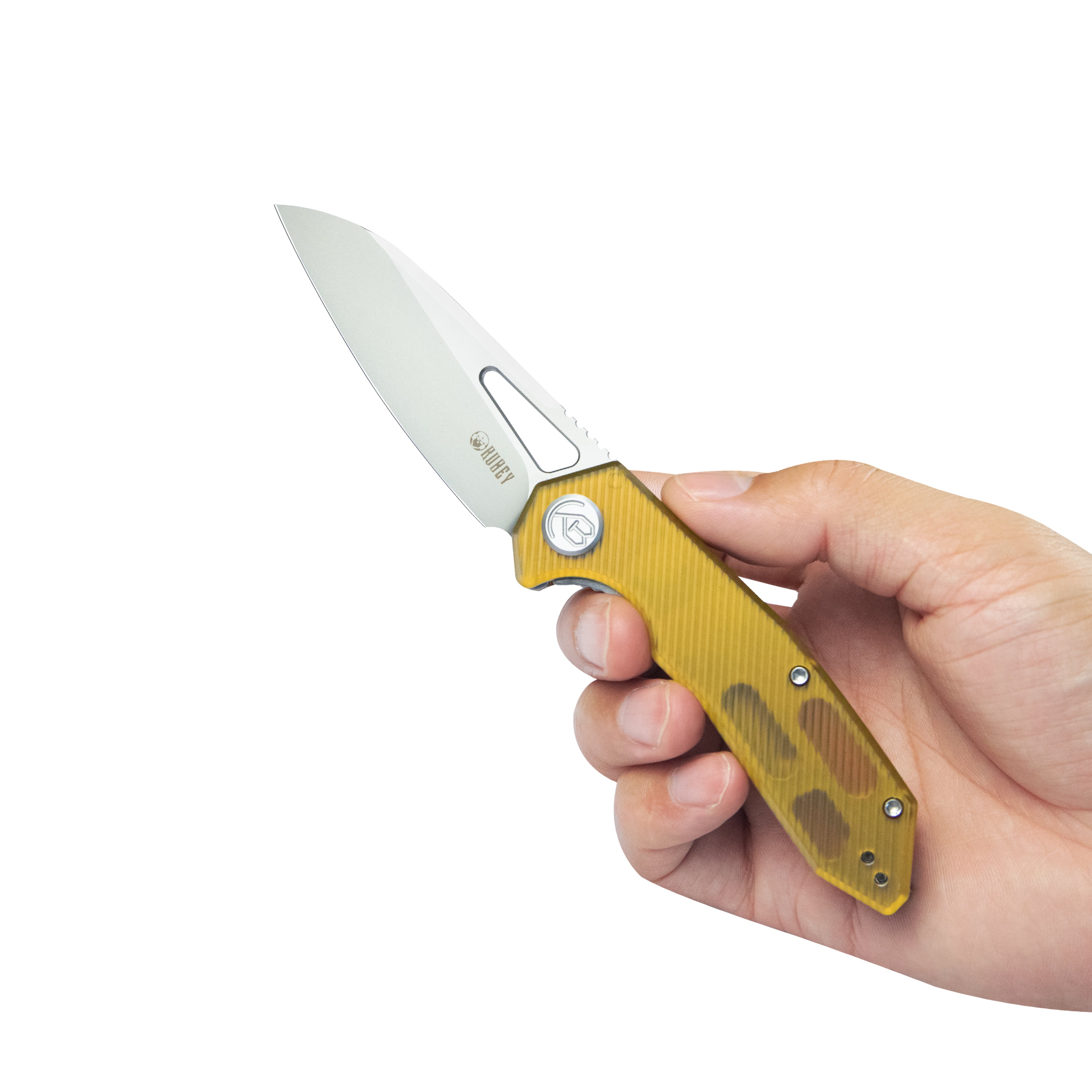 Kubey Vagrant Liner Lock Folding Knife Ultem Handle 3.1" Sandblast 14C28N KU291Q