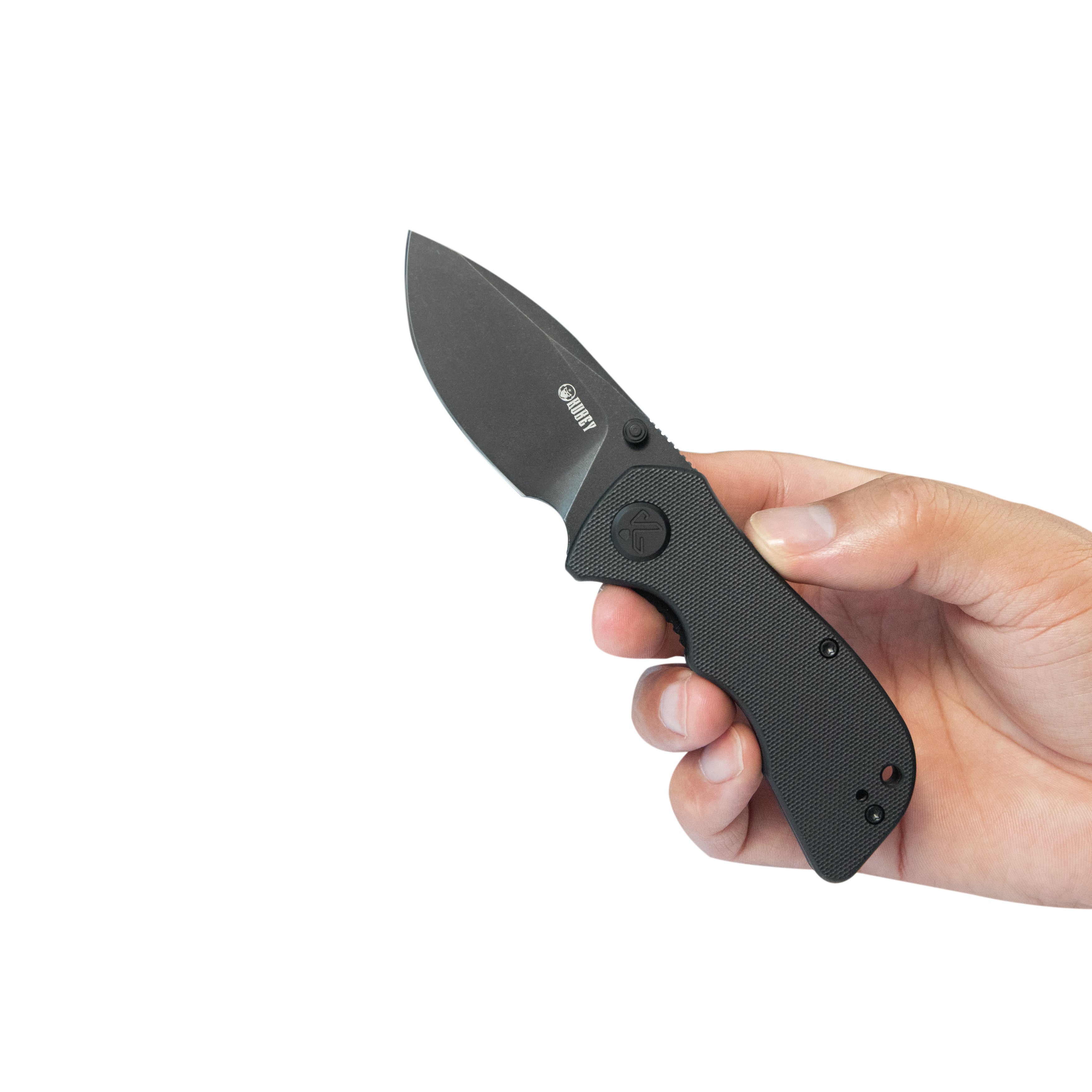 Kubey Karaji Liner Lock Dual Thumb Studs Open Folding Pocket Knife Black G10 Handle 2.56" Blackwash 14C28N KU180P