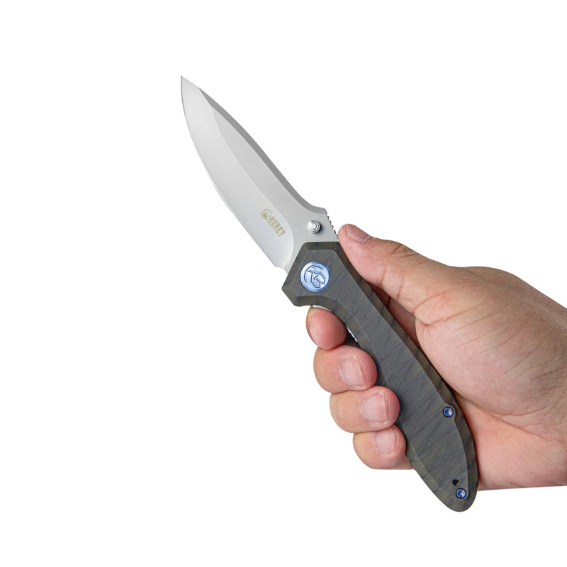 Ruckus Liner Lock Folding Knife Flame Ti Handle 3.31" Bead Blasted CPM 20CV KB314P