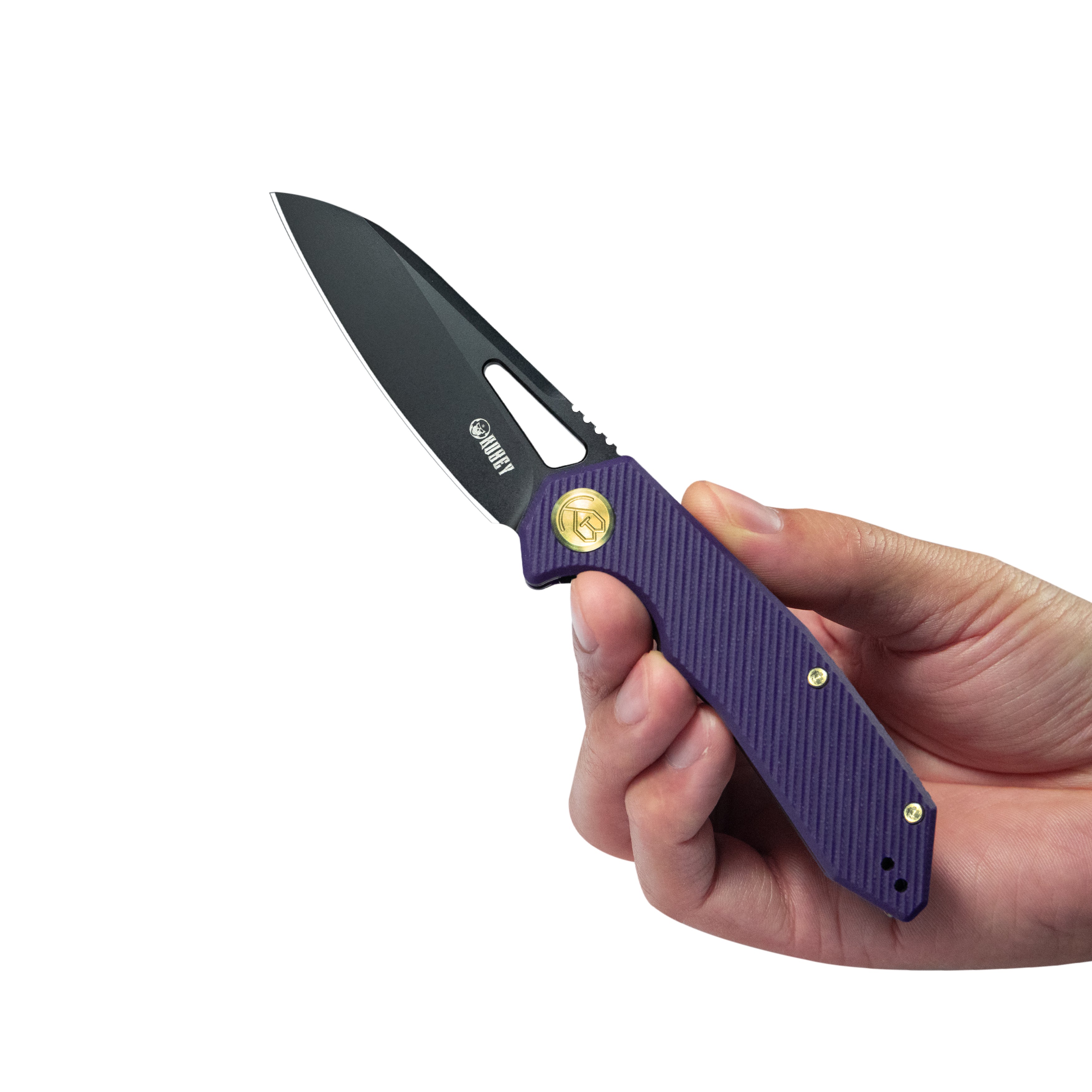 Kubey Vagrant Liner Lock EDC Folding Knife Purple G10 Handle 3.15 inch Blackwash M390 KB291W
