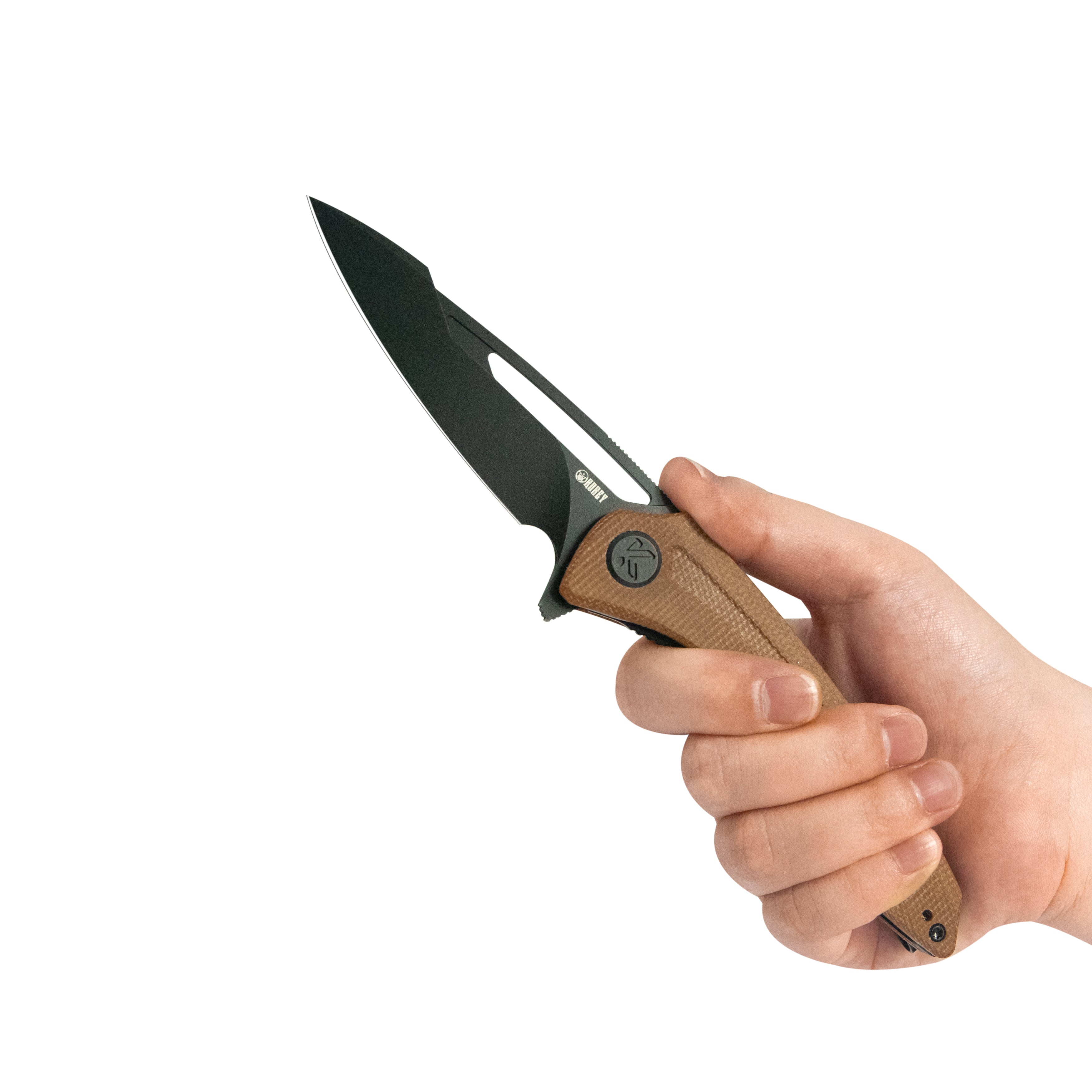 Merced Folding Knife 3.46" Blackwash 14c28n Blade With Durable Tan Micarta Handle Reliable Tactical Pocket Knife KU345O