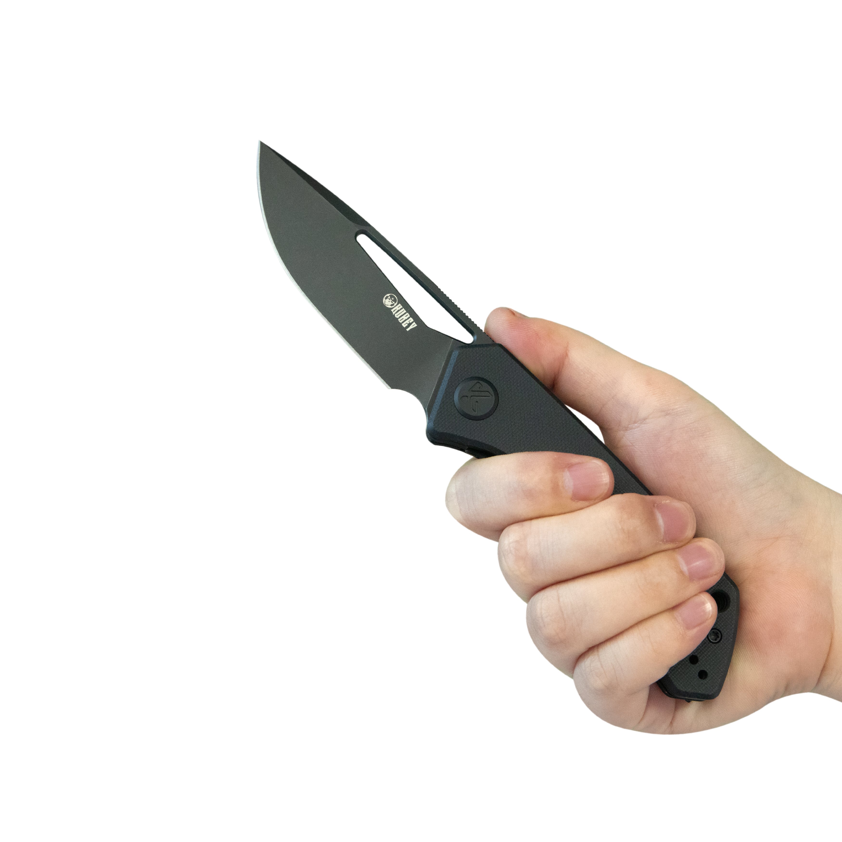 Kubey Thalia Front Flipper EDC Pocket Folding Knife Black G10 Handle 3.27" Blackwash 14C28N KU331S