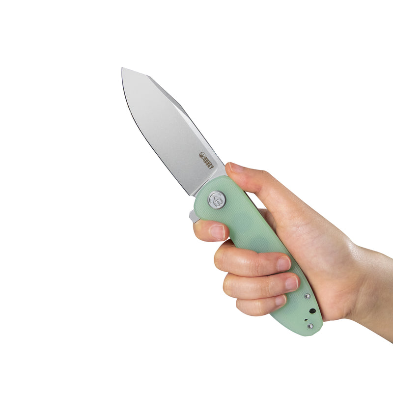 Master Chief Outdoor Folding Pocket Knife Jade G10 Handle 3.43" Beadblast AUS-10 KU358C