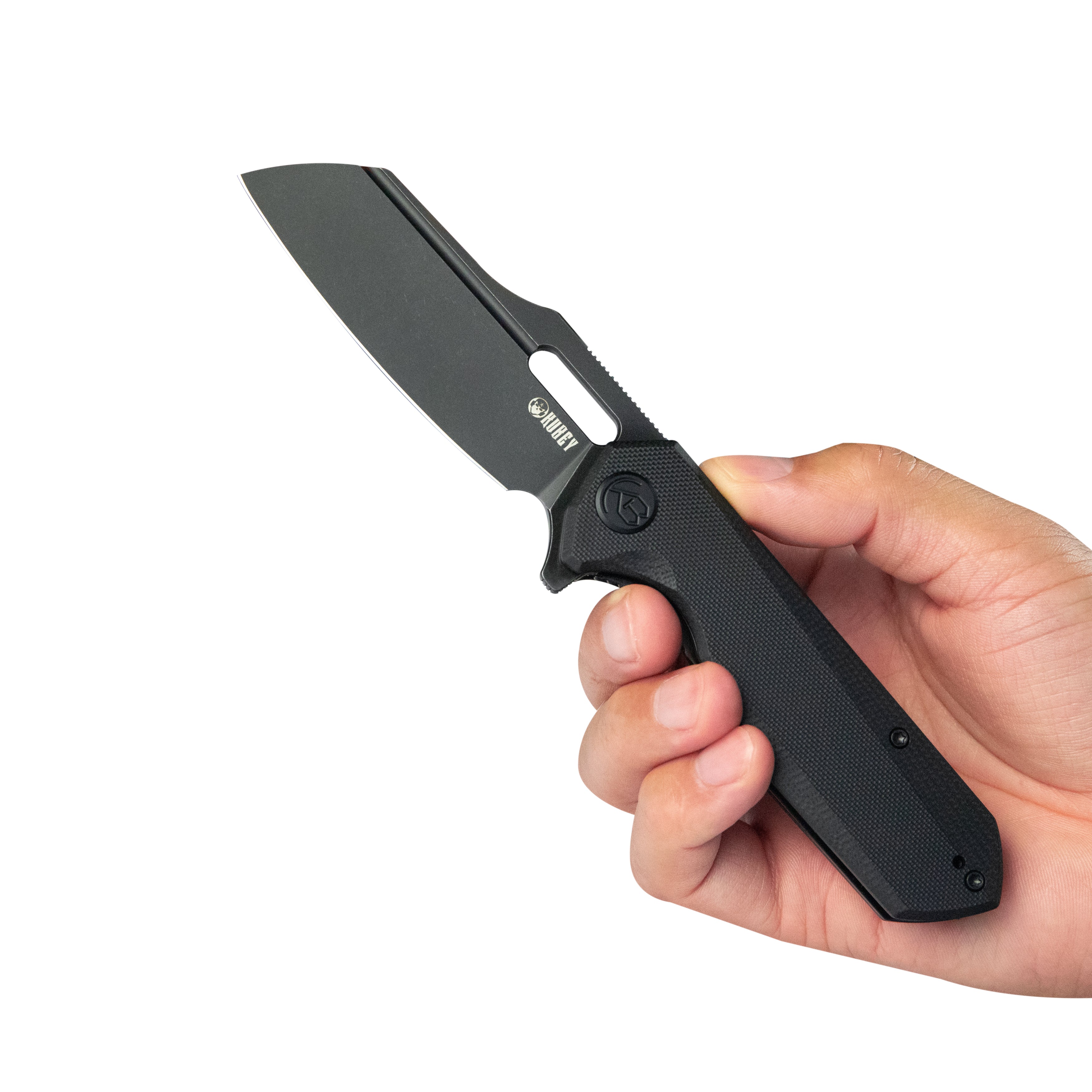 Kubey Atlas Liner Lock Folding Knife Black G10 Handle 3.31" Blackwash 14C28N KU328G