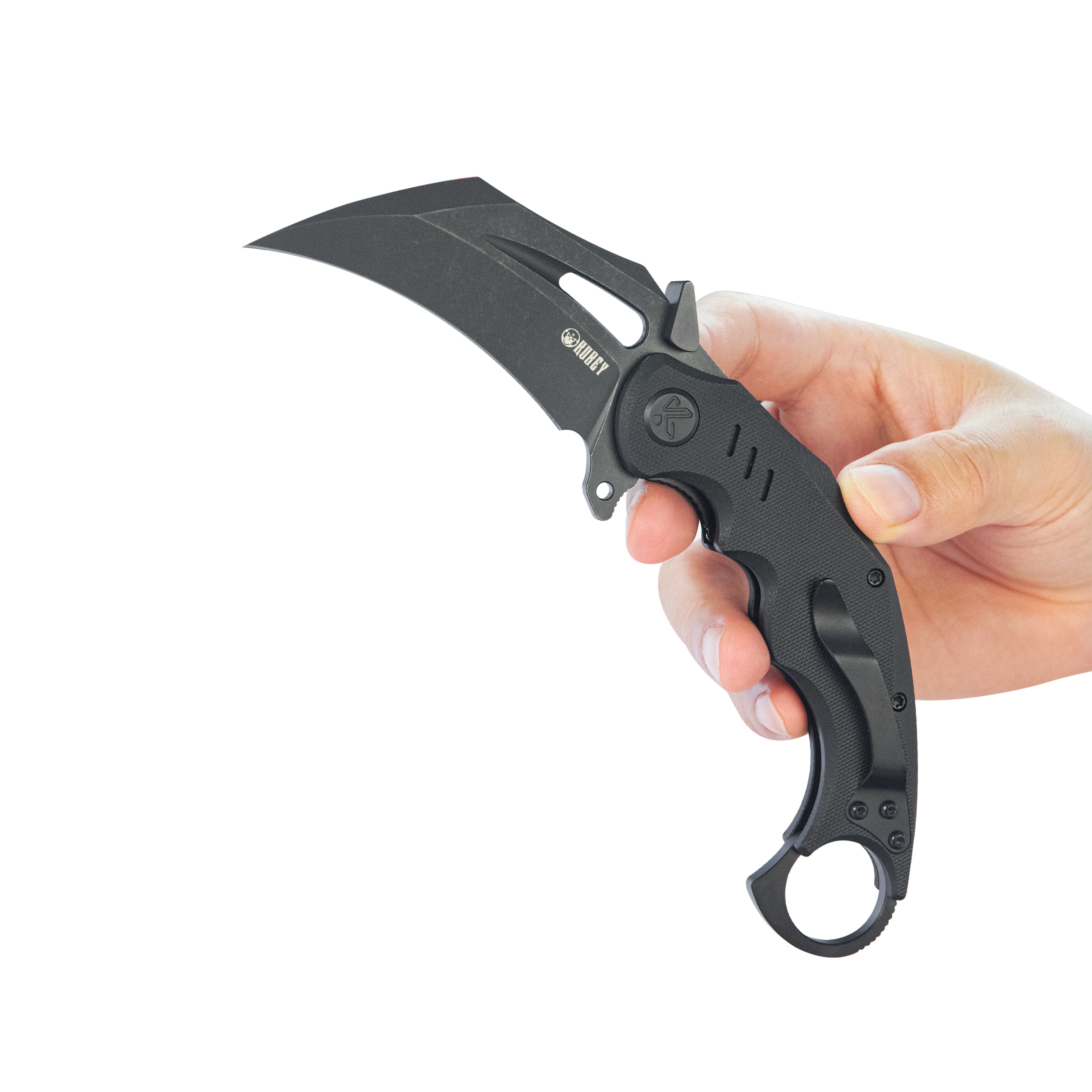 Kubey Wrath Karambit Folding Knife Black G-10 Handle 2.68" Blackwash 14C28N Blade KU261E