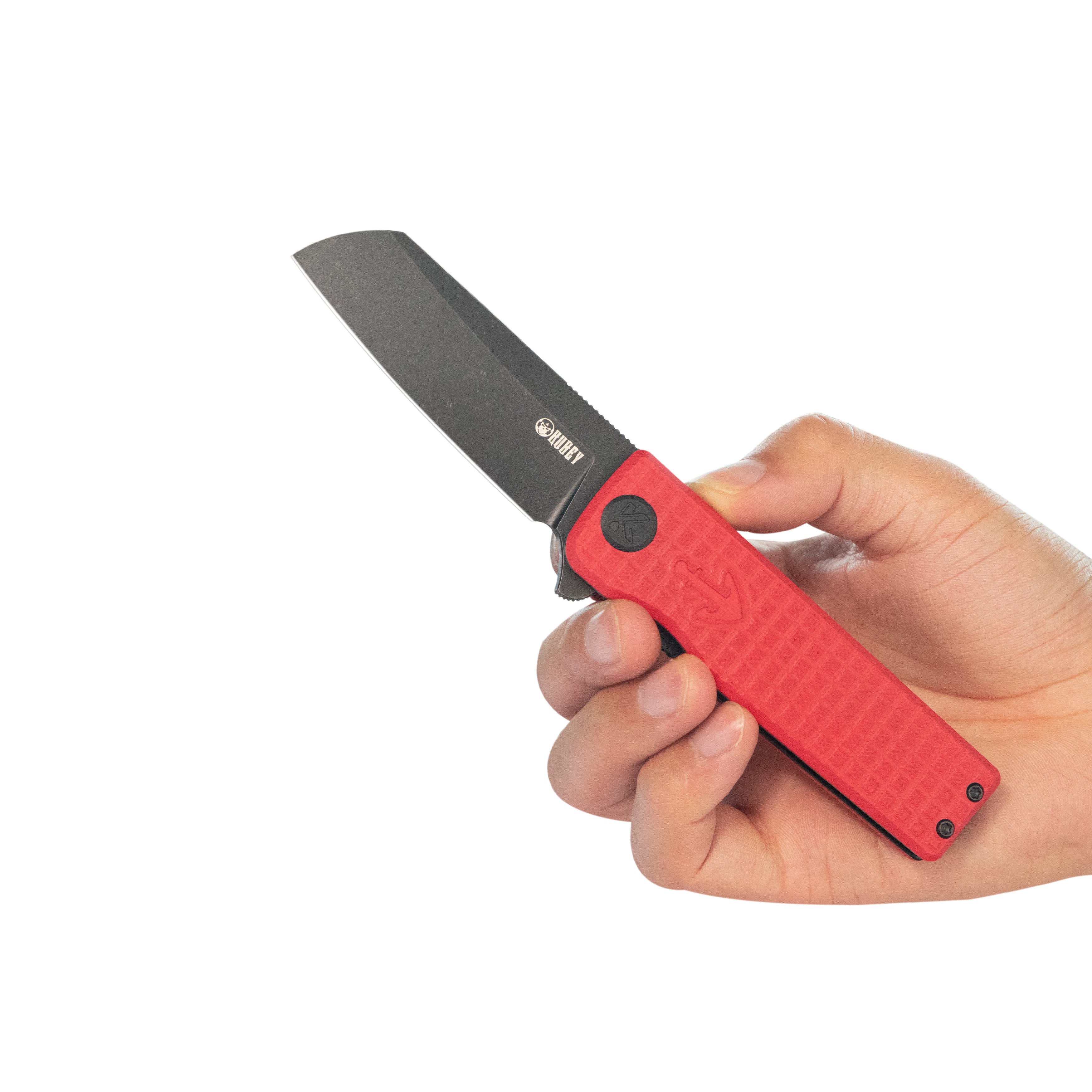 Kubey Sailor Liner Lock Flipper Outdoor Folding Knife Red G10 Handle 3.11" Blackwash 14C28N Blade KU317K