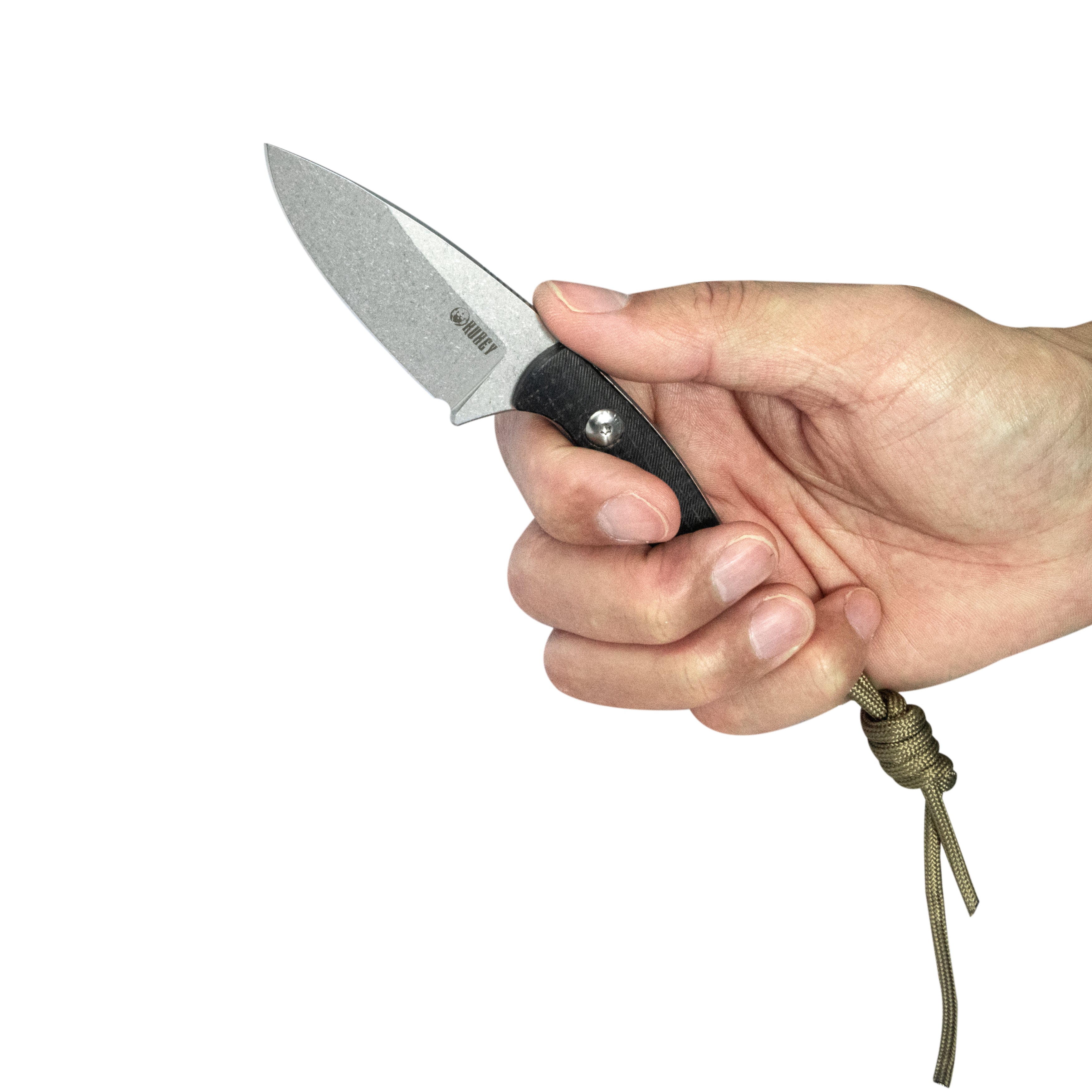 Kubey Bloom Fixed Blade Knife Black Coarse Micarta Handle 2.60" Beadblast 14C28N Blade KU411A