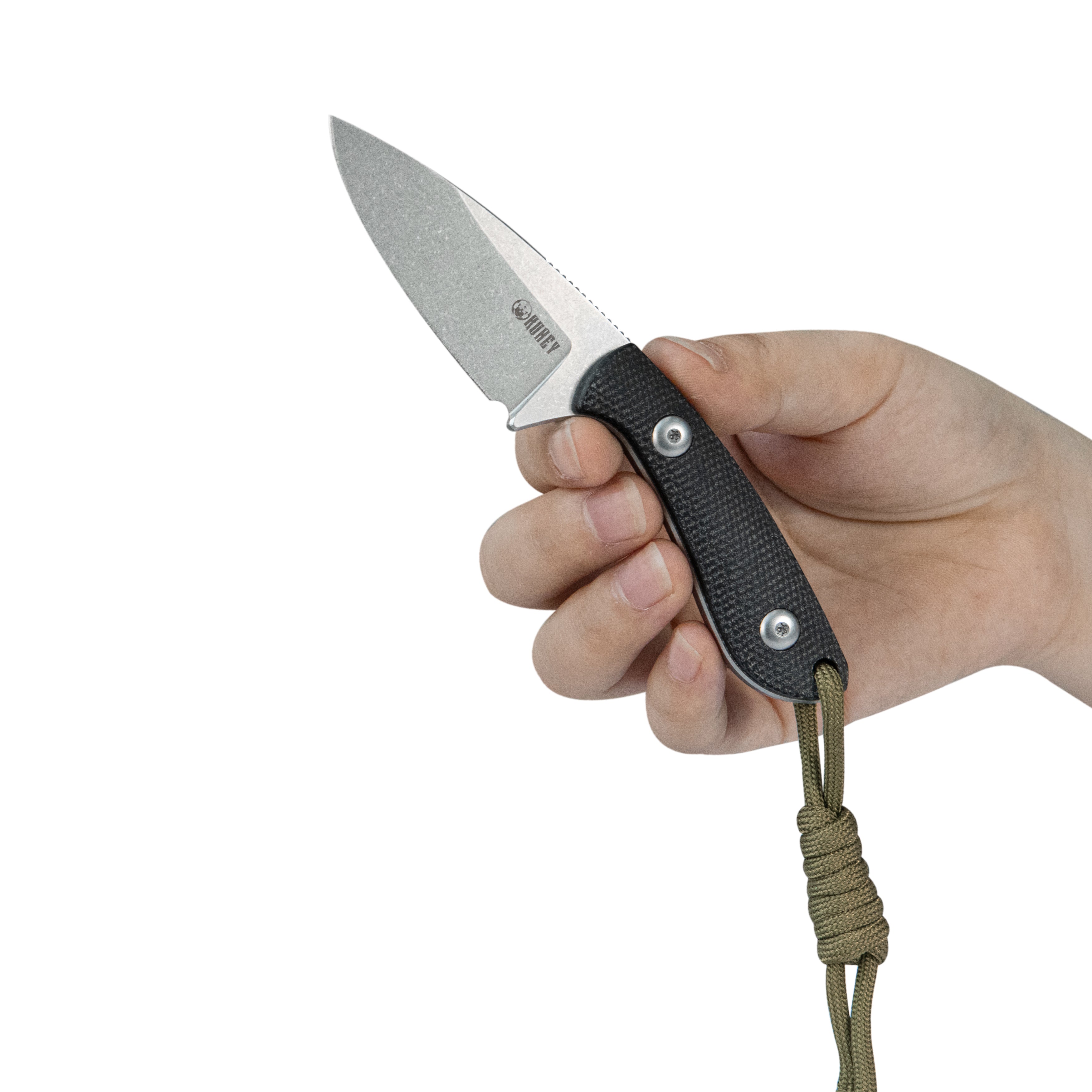 Kubey Bloom Fixed Blade Knife Black Coarse Micarta Handle 2.60" Beadblast 14C28N Blade KU411A