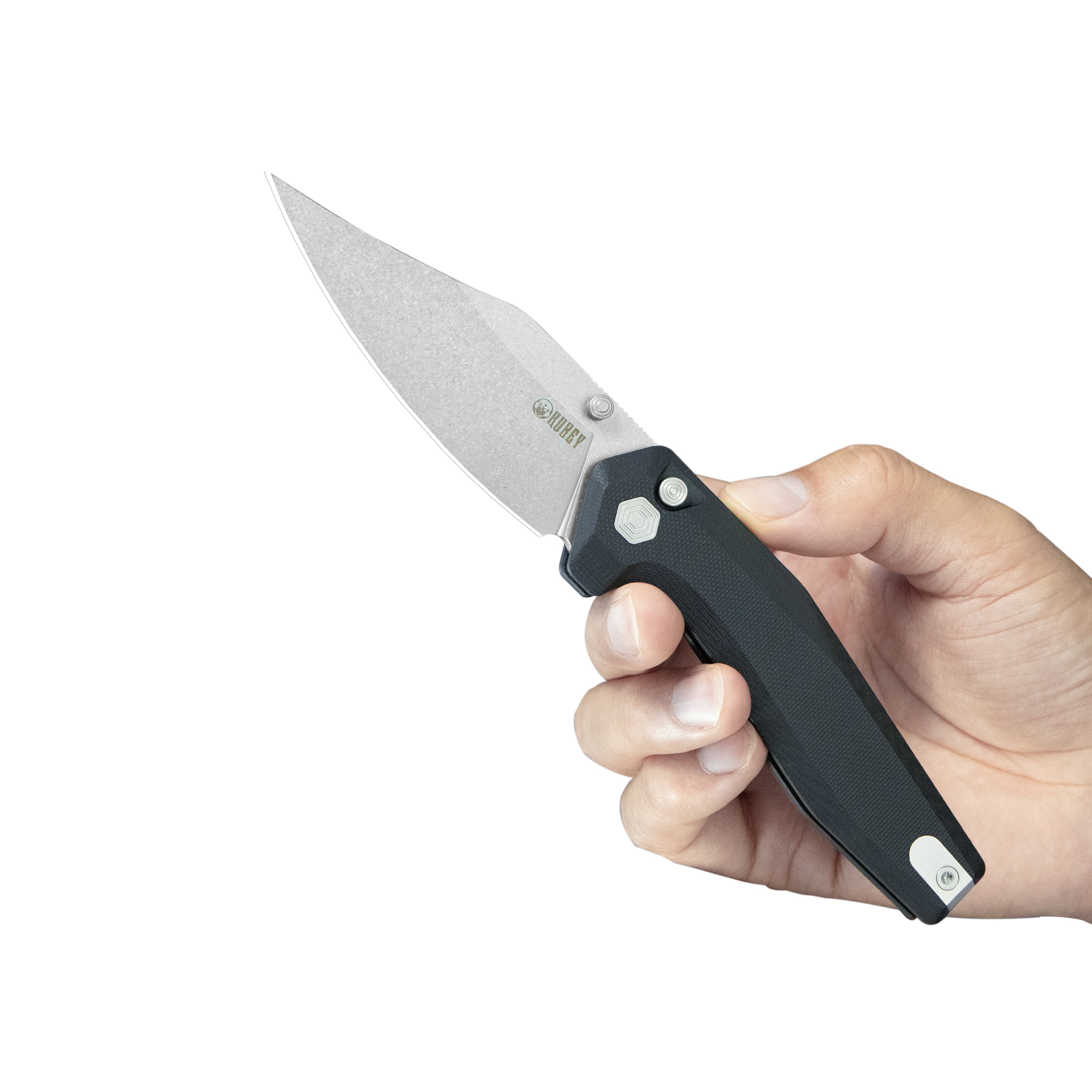 Kubey Hades Folding Knife Black G-10 Handle 3.43'' Stonewashed 14C28N Blade KU394A