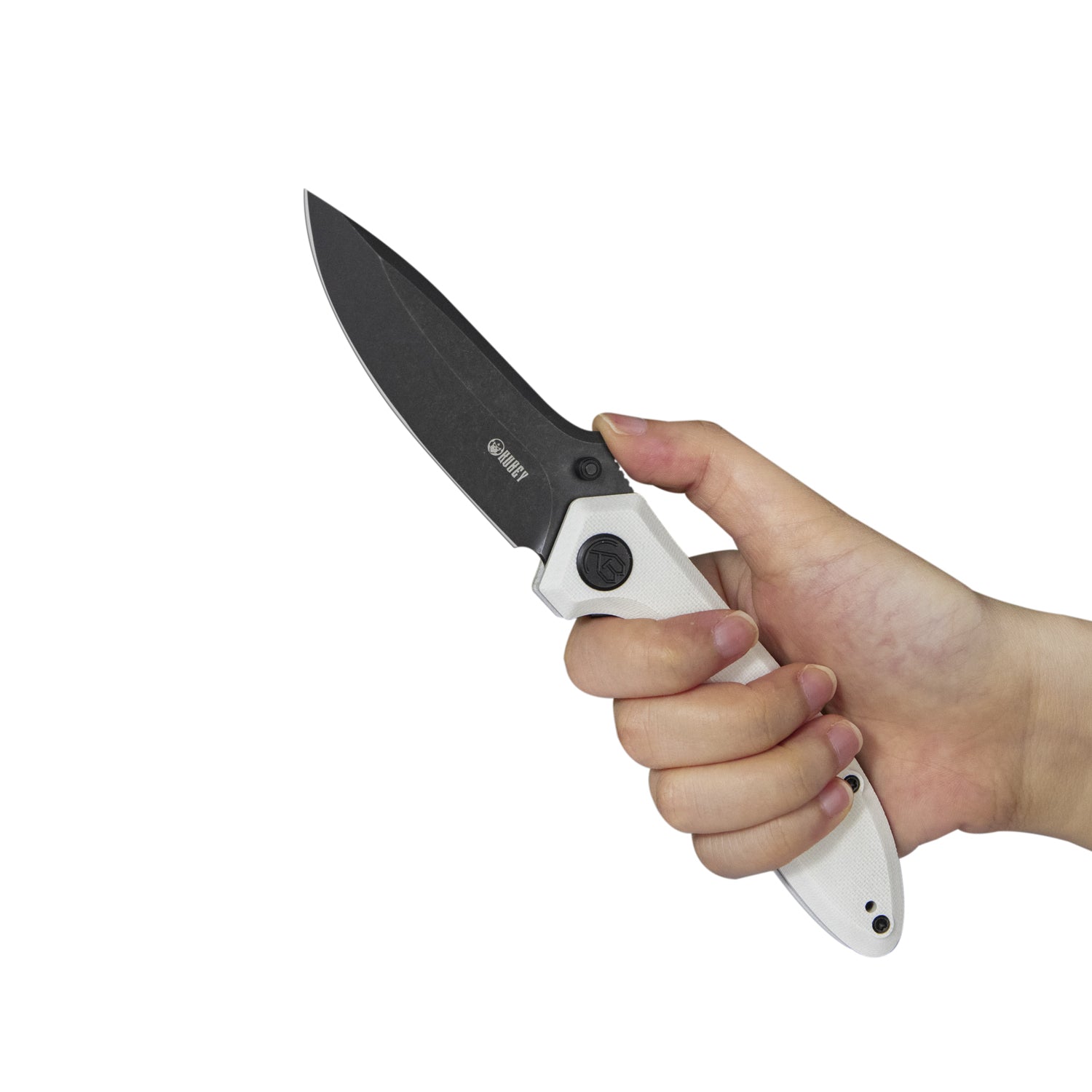 Ruckus Liner Lock Folding Knife Ivory G10 Handle 3.31" Dark Stonewashed AUS-10 KU314D