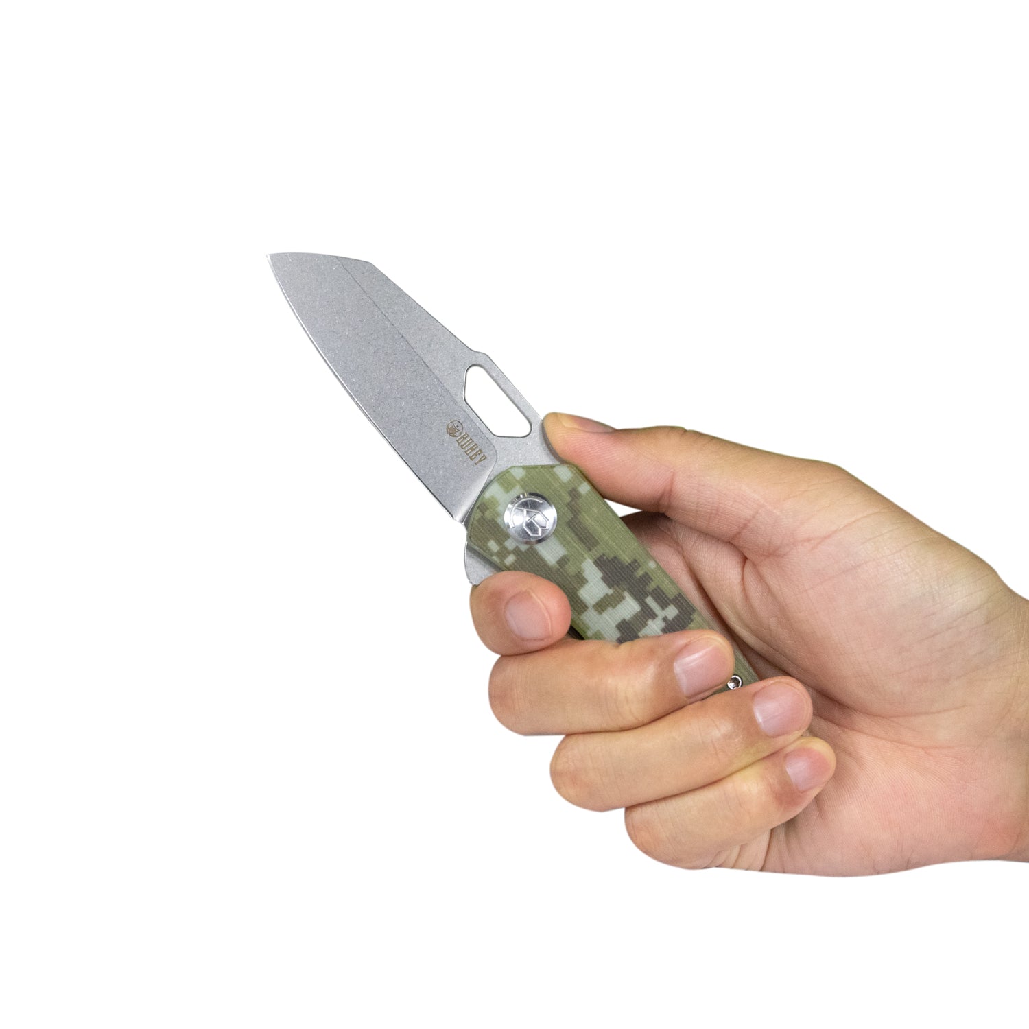 Duroc Liner Lock Flipper Small Pocket Folding Knife Camo Handle 2.91" Bead Blasted AUS-10 KU332J