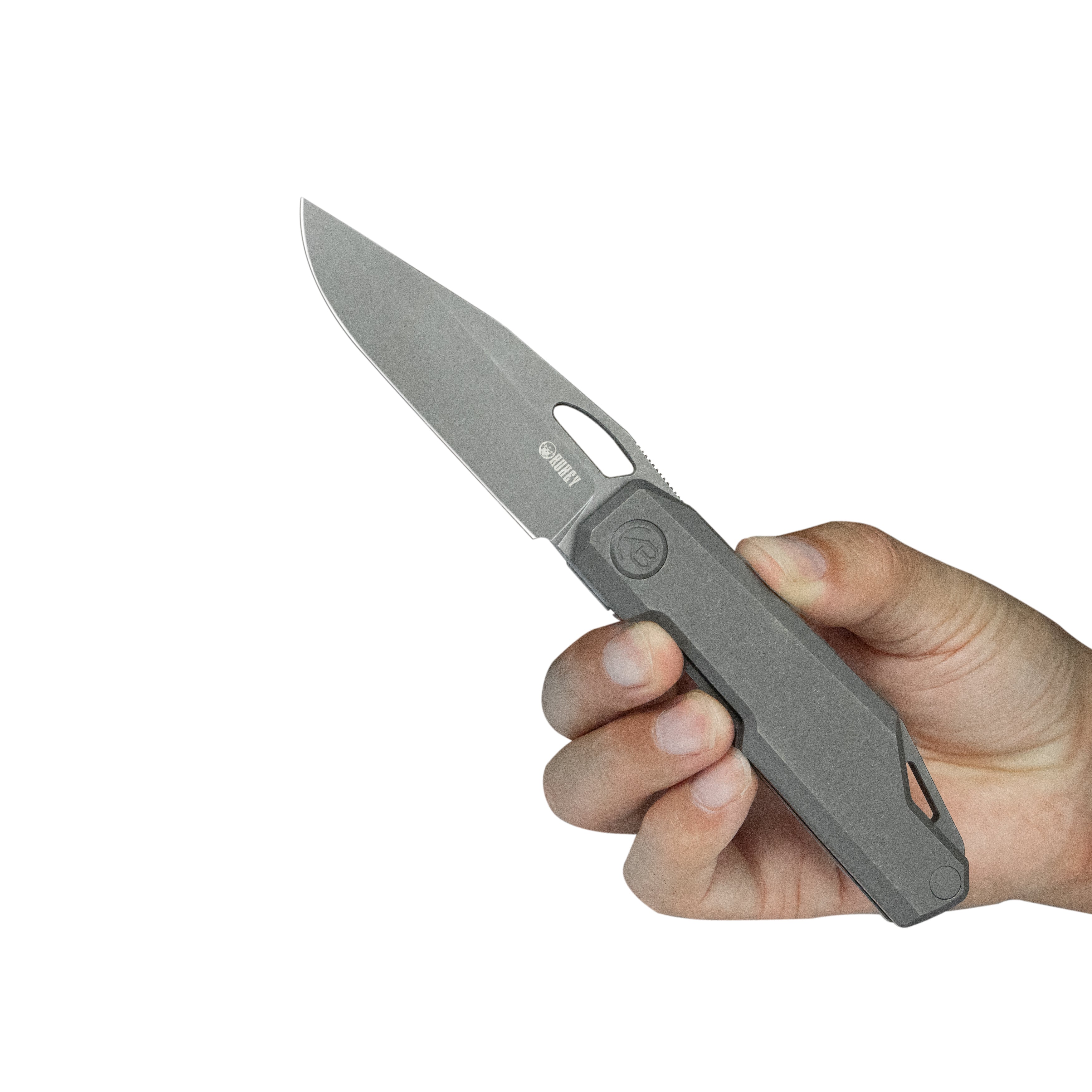 Kubey Verijero Fronter Flipper Pocket Folding Knife Darkblast 6AL4V Titanium Handle 3.35" Darkwashed 14C28N KB340E