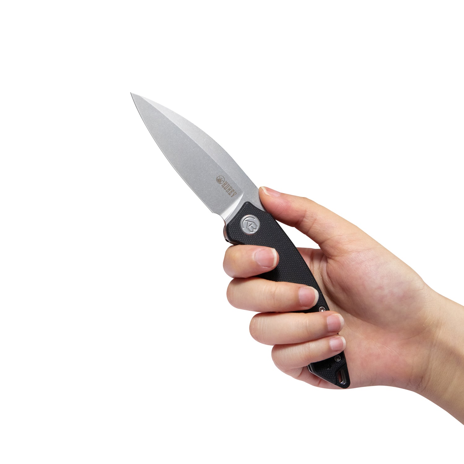 Leaf Liner Lock Front Flipper Folding Knife Black G10 Handle 2.99" Bead Blasted AUS-10 KU333A