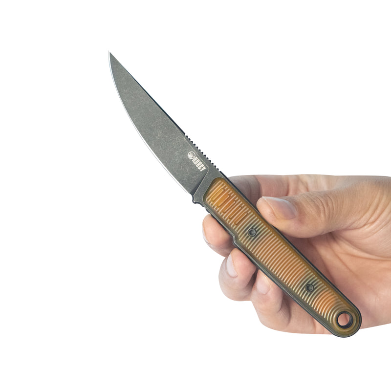 JL Kwaiken Fixie Every Day Carry Fixed Blade Knife Ultem G-10 3.11'' Blackwash 14C28N KU355D