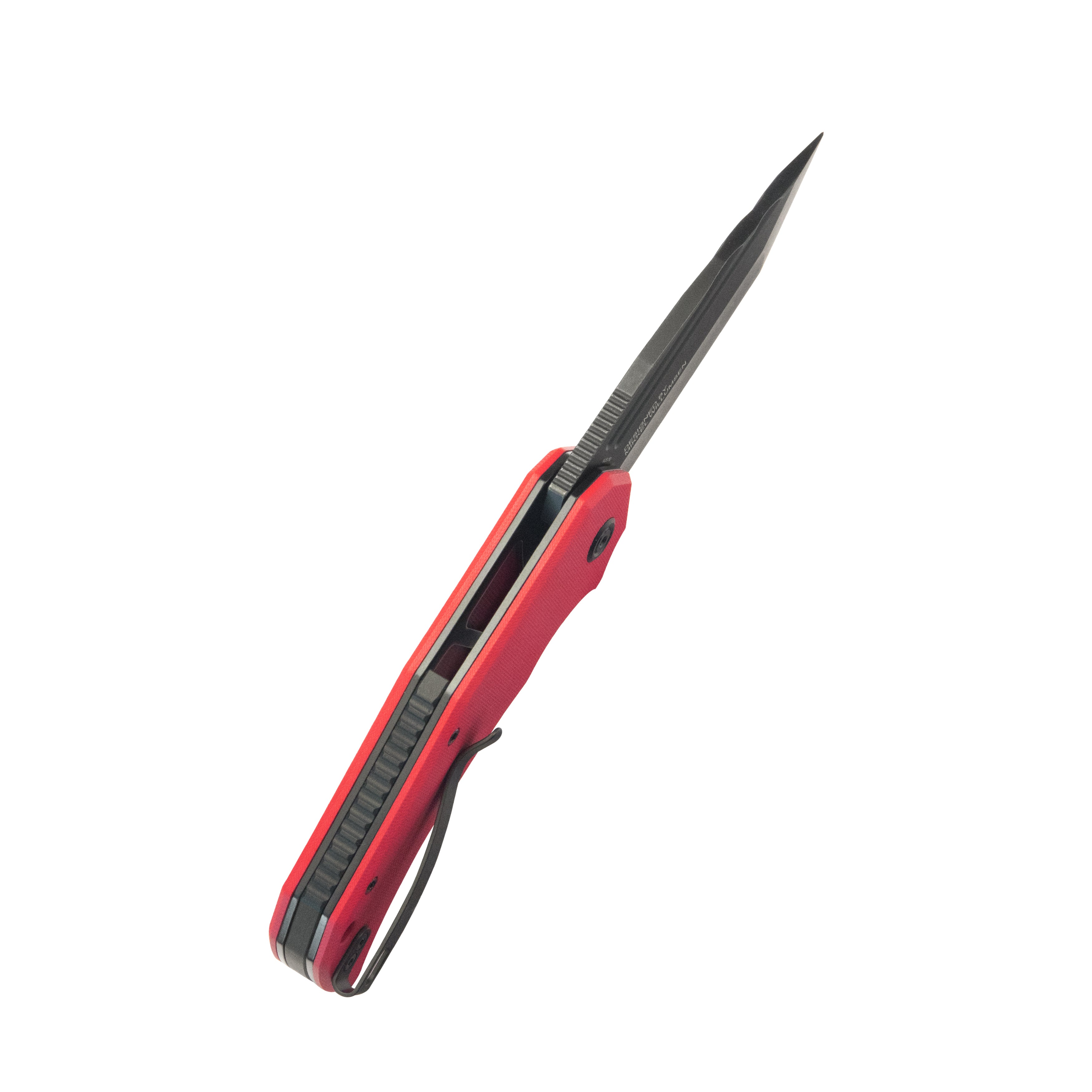 Mikkel Willumsen Design Bravo one Tanto Outdoor Folding Camping Knife Red G10 Handle 3.39" Blackwash AUS-10 KU318B