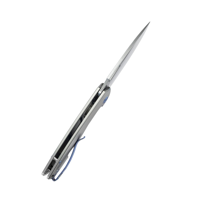 Tityus Frame Lock Flipper Folding Knife Gray 6AL4V Contoured Titanium Handle 3.39" Bead Blasted 14C28N KB360A
