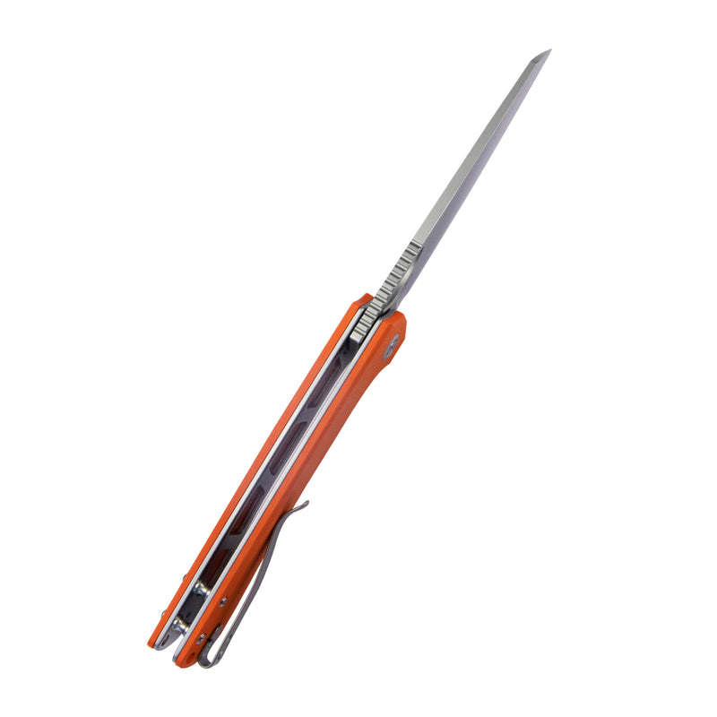 Elang Liner Lock Folding Knife Orange G10 Handle 3.94" Bead Blasted Sheepsfoot AUS-10 KU365A