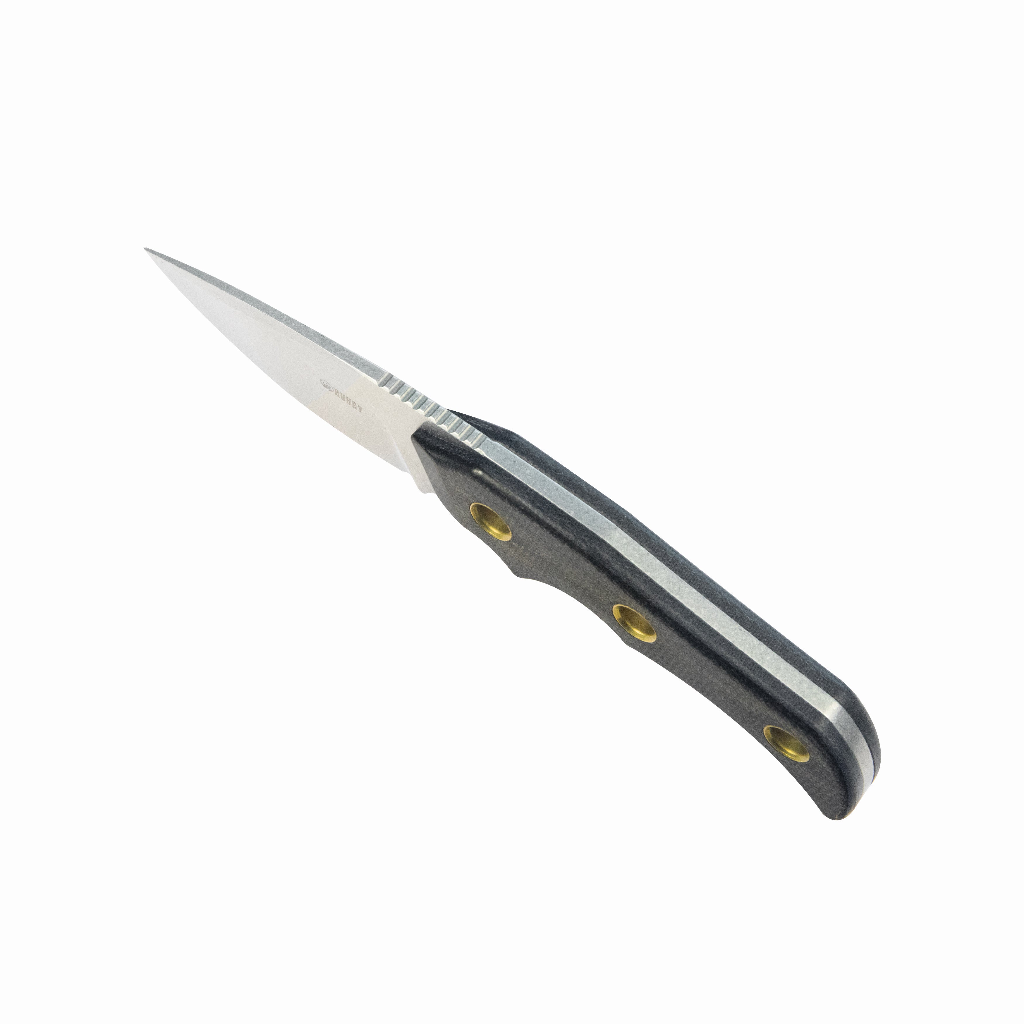 Mikkel Willumsen Design Blade Hunter Drop Point Fixed Blade Knife Black Micarta Handle 2.95''Beadblast 14C28N KU376A