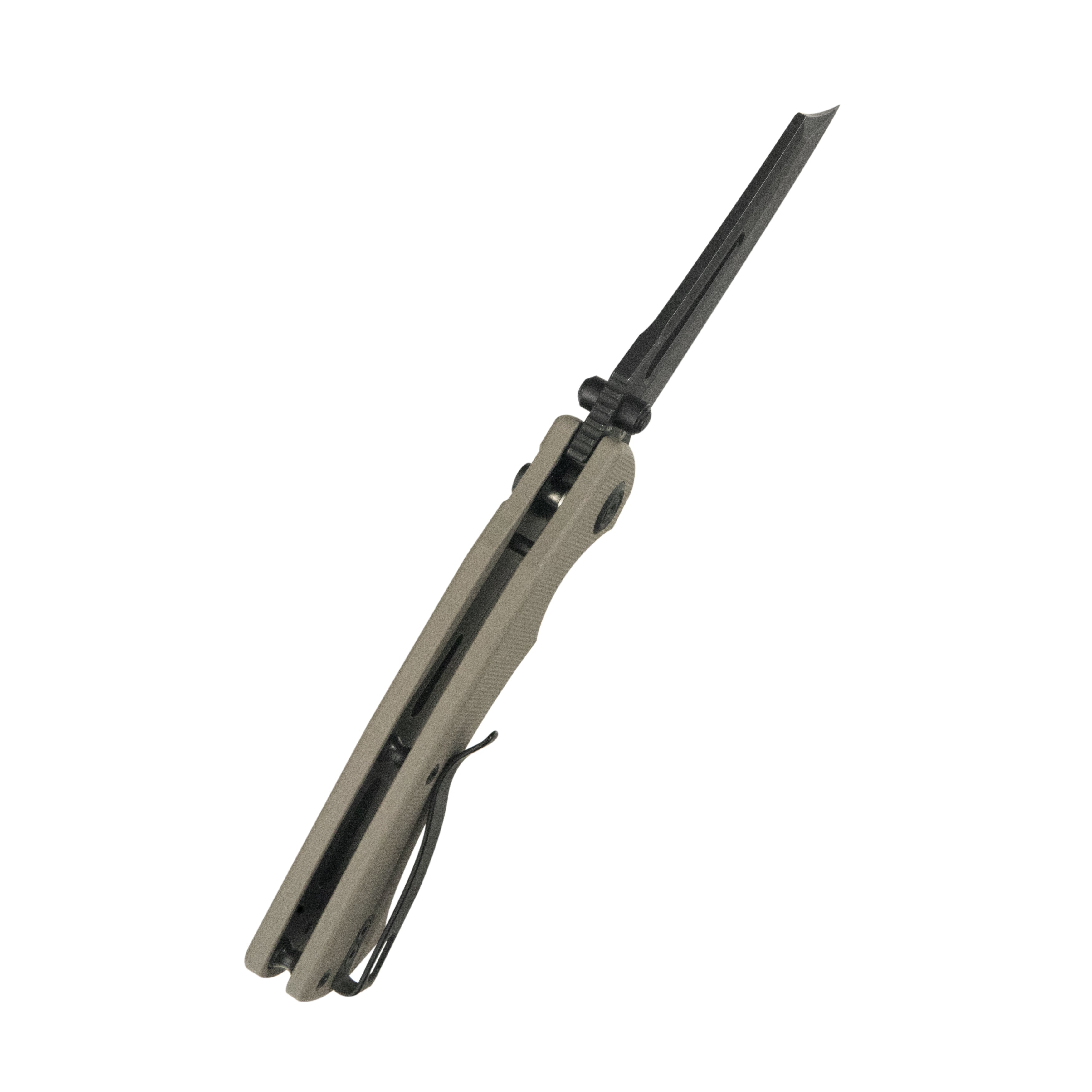 Kubey Dheo EDC Folding Knife Beige G-10 Handle 3.15" Blackwash Sandvik 14C28N Blade Knife KU378D