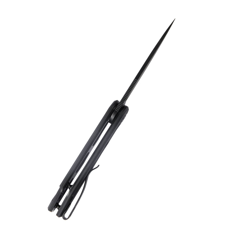 Mizo Liner Lock Flipper Folding Knife Black G10 Handle 3.15" Blackwashed AUS-10 KU312B