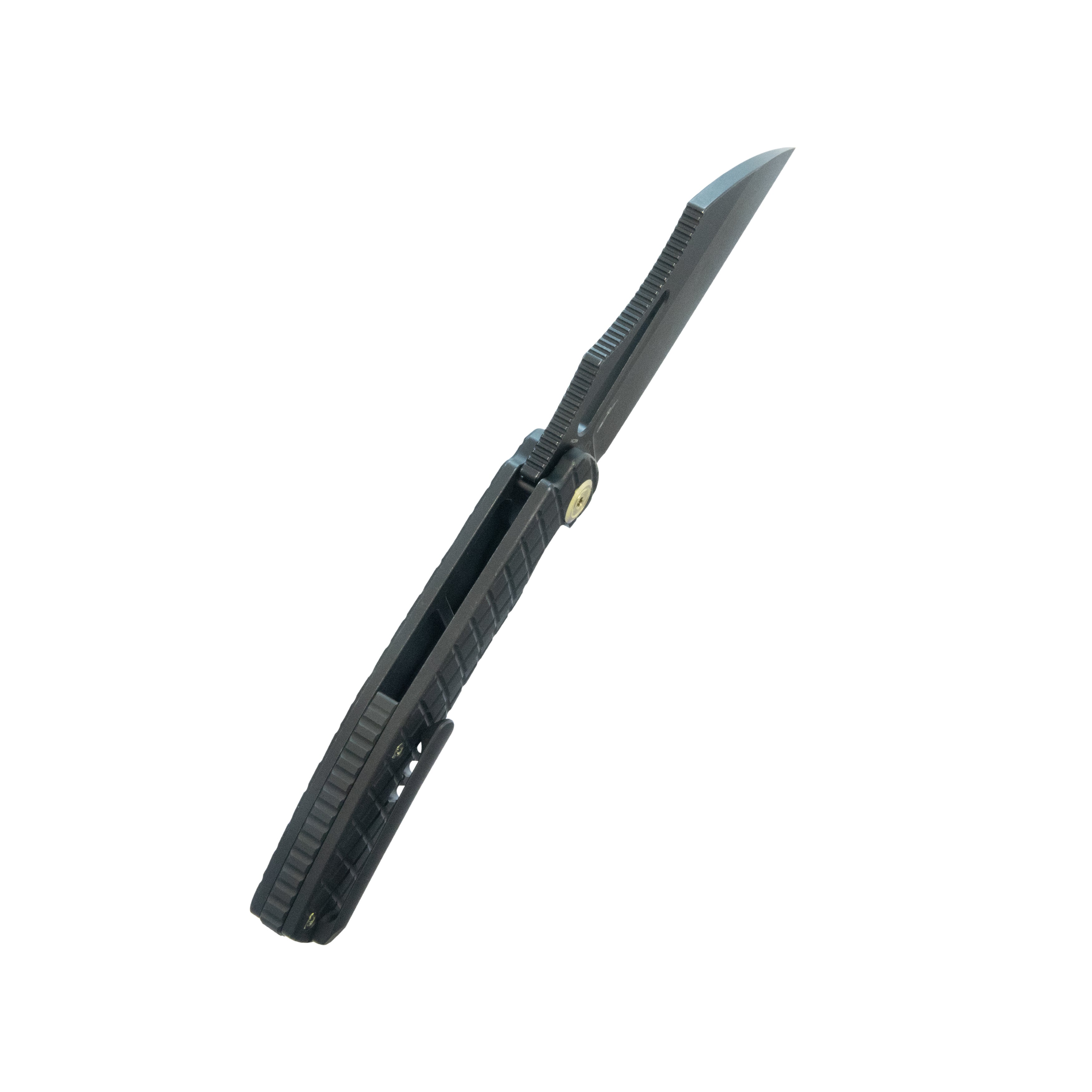 Kubey Sylow Folding Pocket Knife Black Darkwash Titanium Handle 3.46" Blackwash 14C28N Blade KU260D