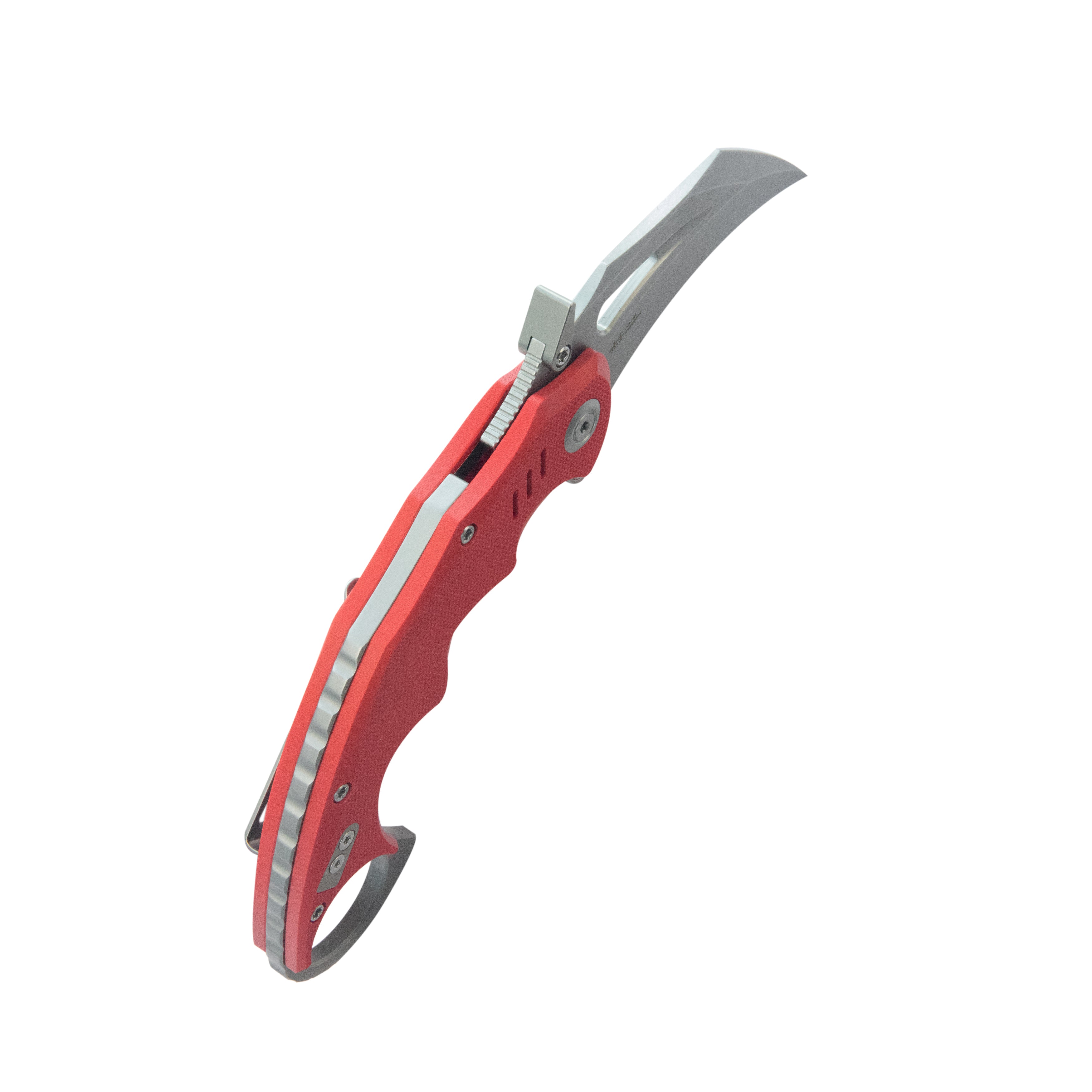 Kubey Mini Wrath Karambit Folding Knife Red G-10 Handle 2.44" Beadblast 14C28N Blade KU262D