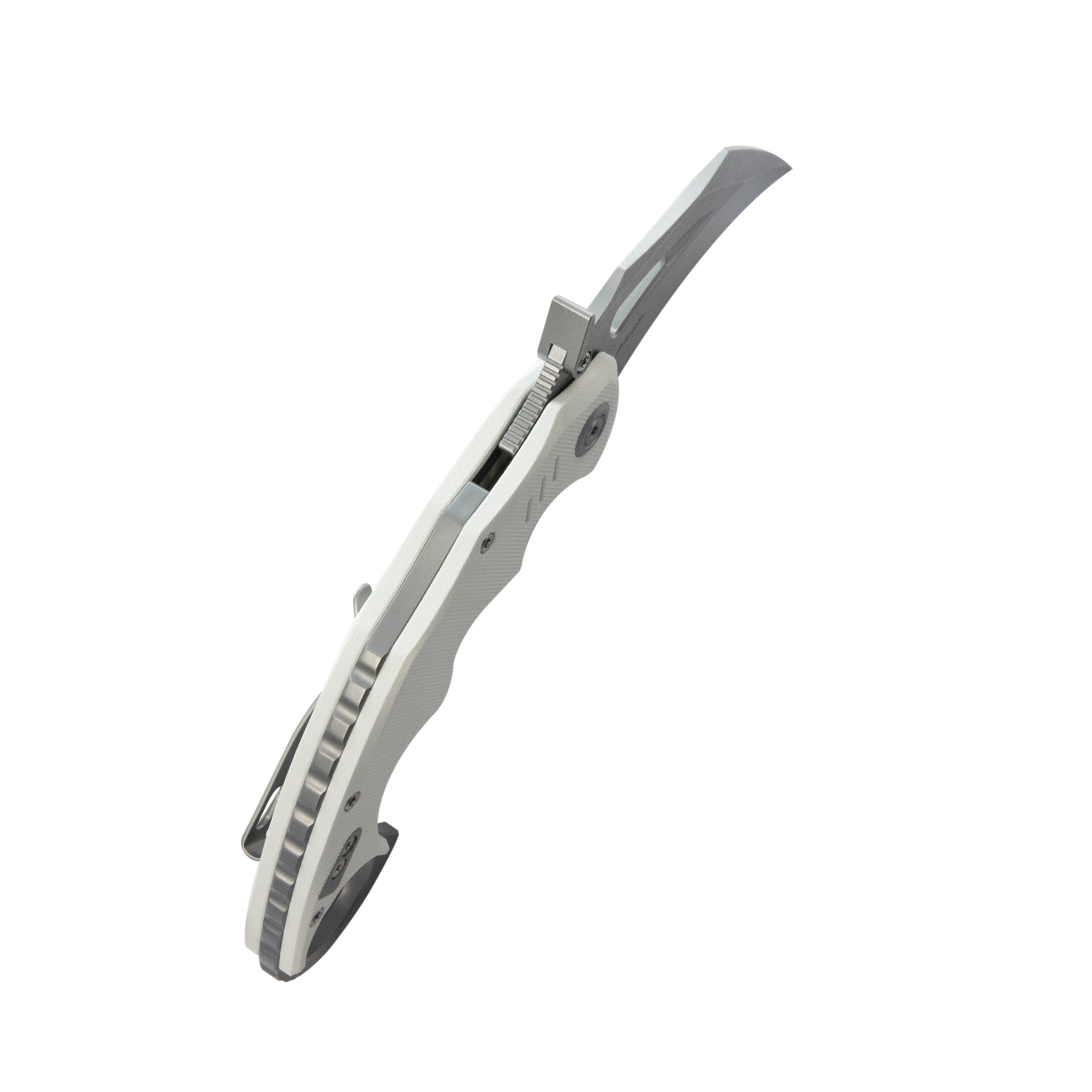 Kubey Mini Wrath Karambit Folding Knife White G-10 Handle 2.44" Beadblast 14C28N Blade KU262K