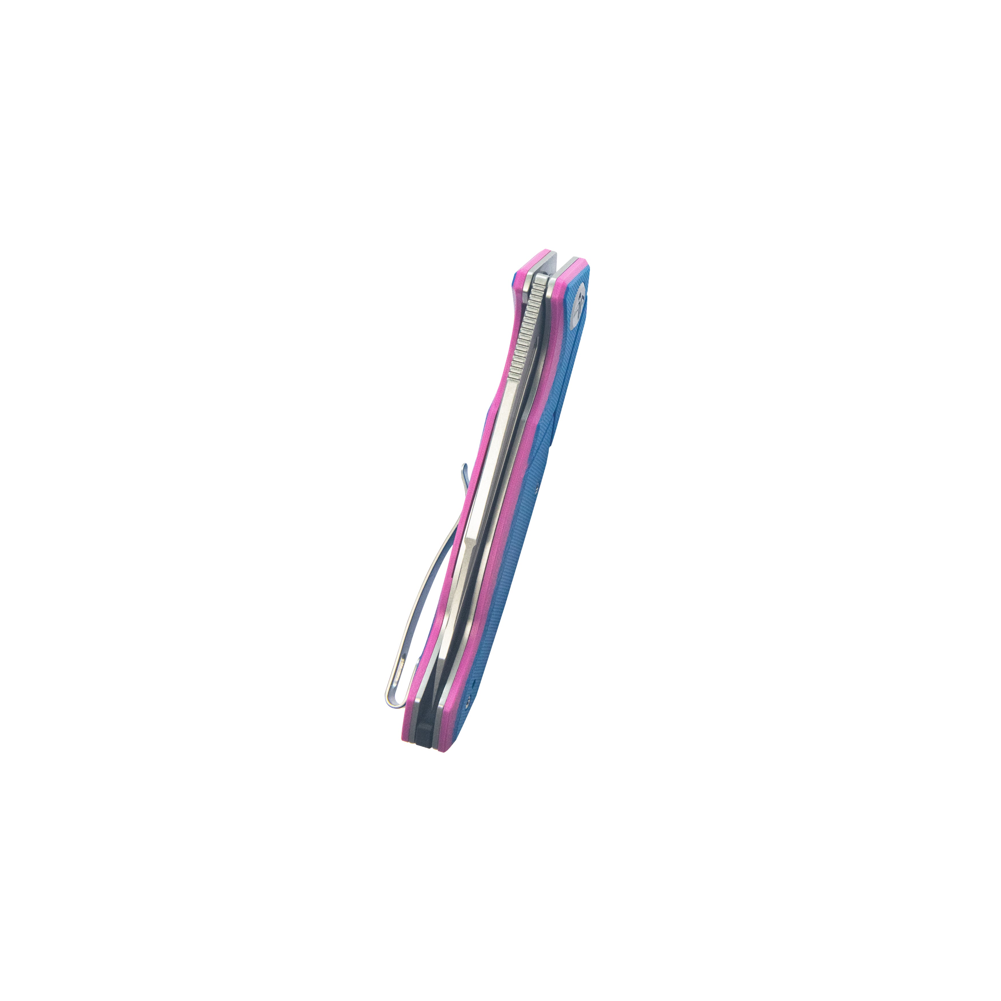 Kubey RBC-1 Outdoor Flipper Knife Blue Pink G10 Handle 3.46" Stonewash 14C28N KU373C