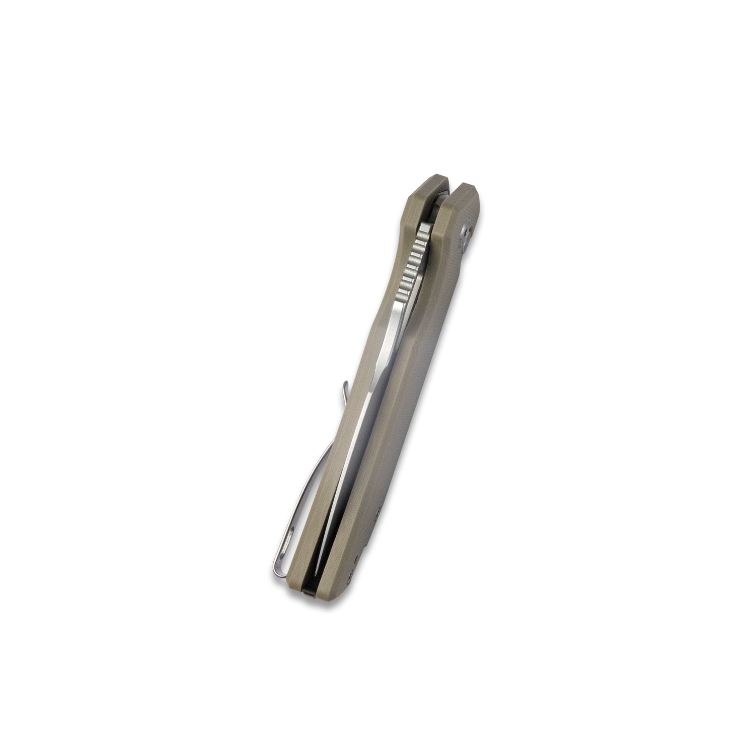 RDF Pocket Knife with Button Lock, Full-Contoured Tan G-10 Handle 3.11" Bead Blasted AUS-10 Blade, Lightweight Folding Knife for EDC KU316D