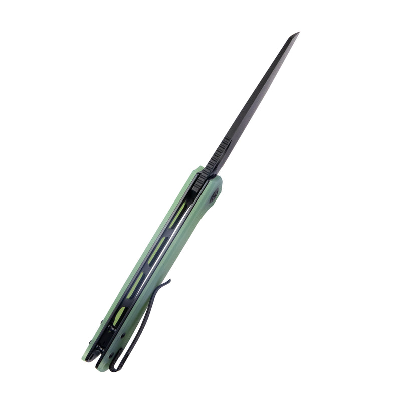 Elang Liner Lock Folding Knife Jade G10 Handle 3.94" Blackwashed Sheepsfoot AUS-10 KU365D
