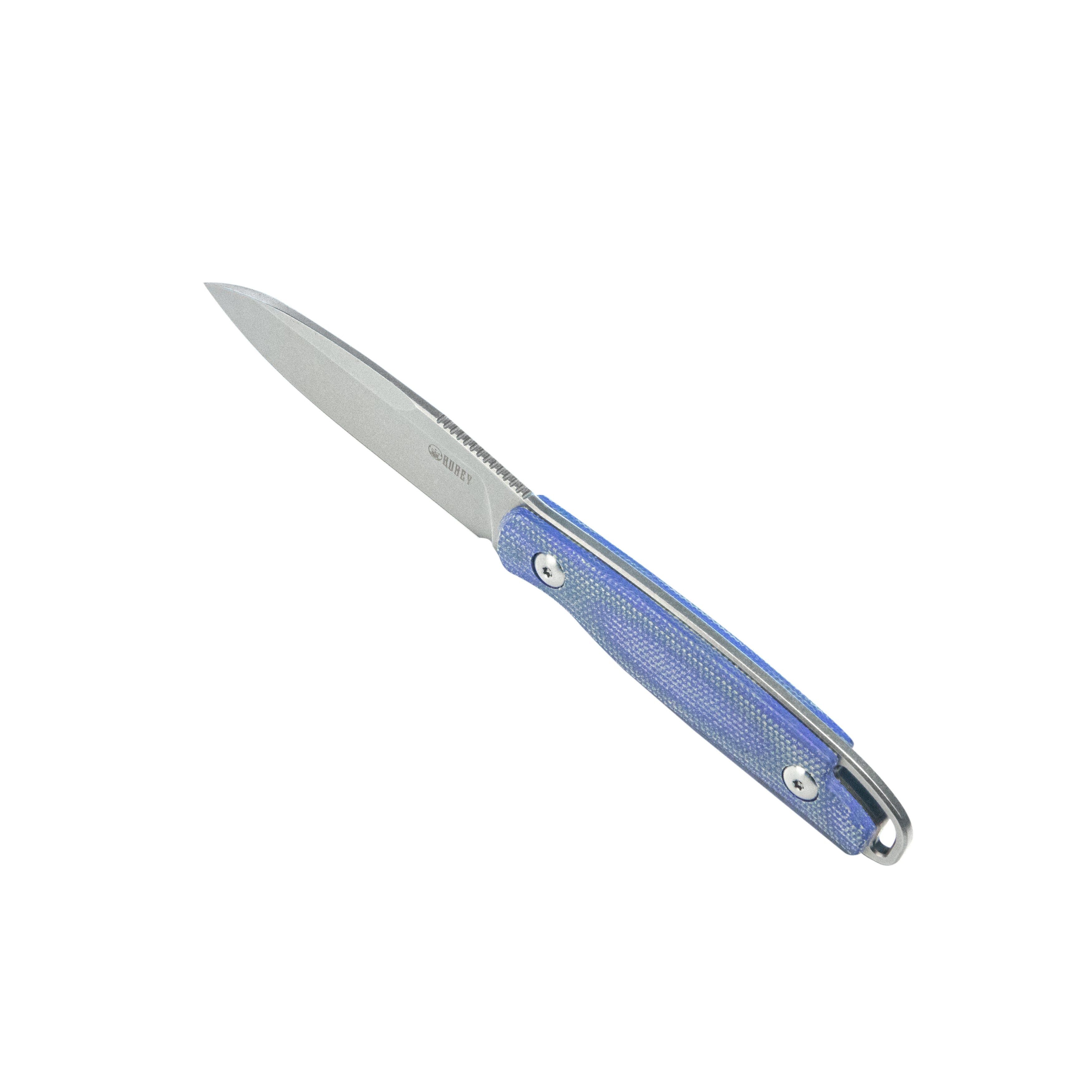 Kubey Dust Devil Utility Knife Fixed Blade Knives Blue Micarta 3.23'' Beadblast 14C28N KU357D