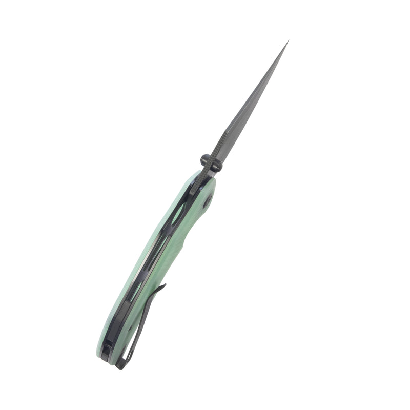 Ceto Flipper Camping Folding Knife Jade G-10 Handle 3.46" Blackwash 14C28N Blade KU181F