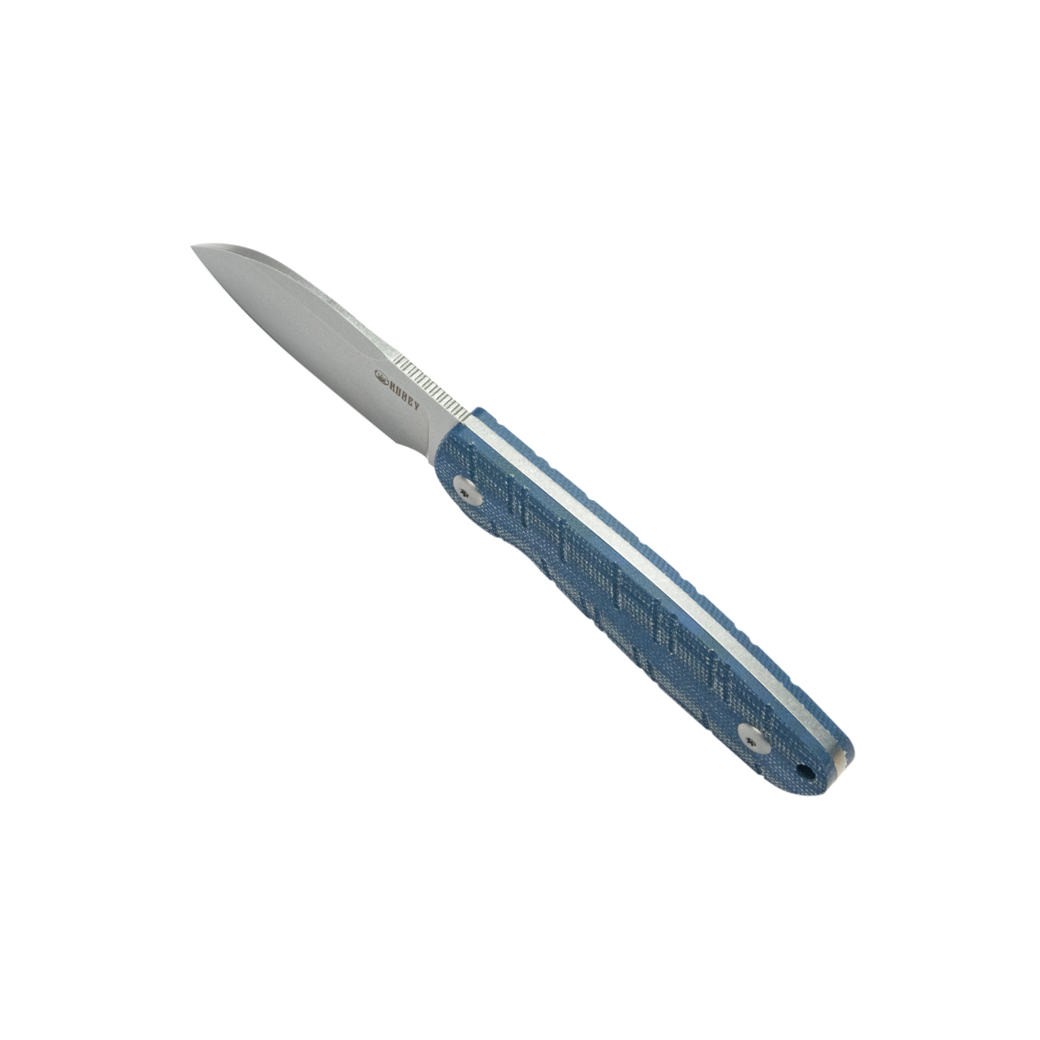 Kubey Microburst Fixed Blade Knife Blue Micarta Handle 2.95" Beadblast 14C28N Blade KU455A