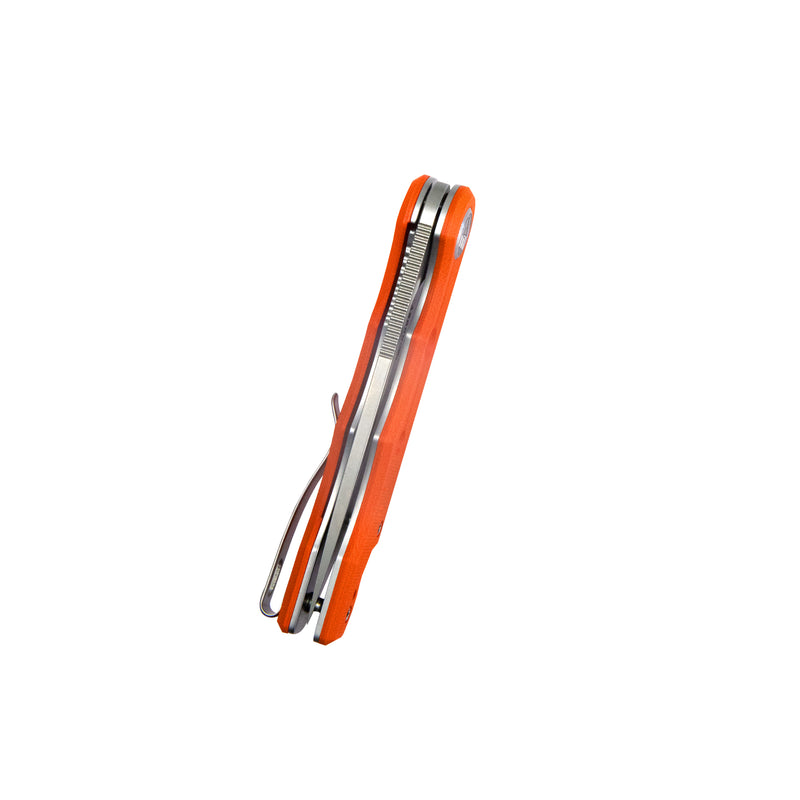 Mizo Liner Lock Flipper Folding Knife Orange G10 Handle 3.15" Bead Blast AUS-10 KU312I