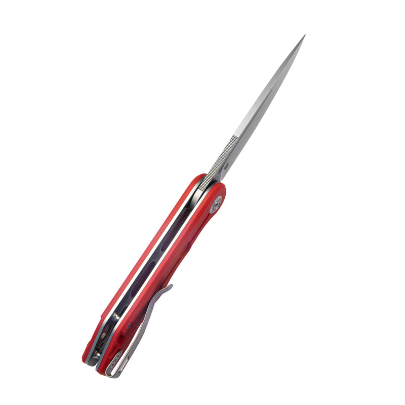 Mizo Liner Lock Flipper Folding Knife Red G10 Handle 3.15" Bead Blast AUS-10 KU312K