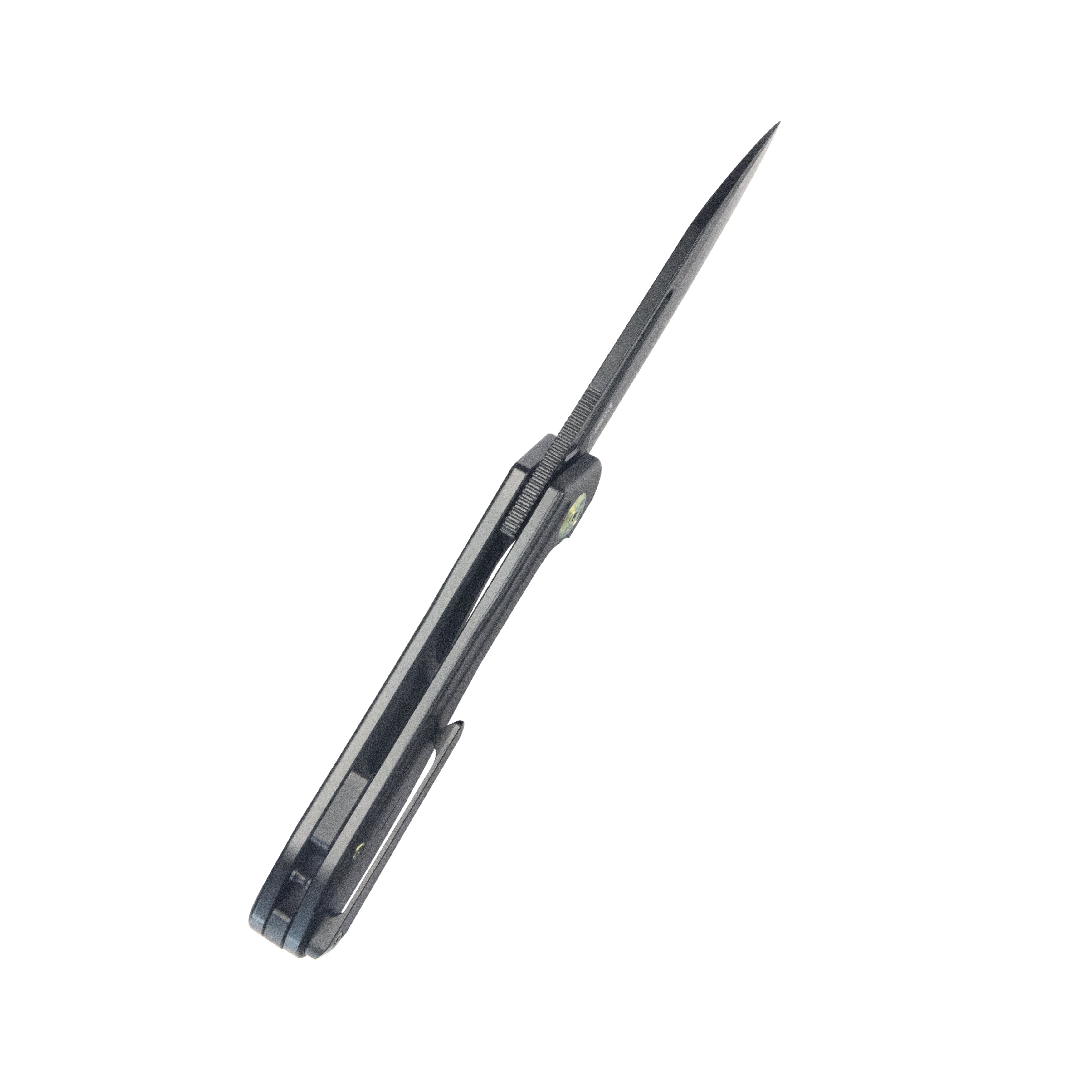 Kubey Royal Frame Lock EDC Pocket Knife Front Flipper Black 6AL4V Titanium Handle 2.99" Black Coated Bohler M390 KB321O