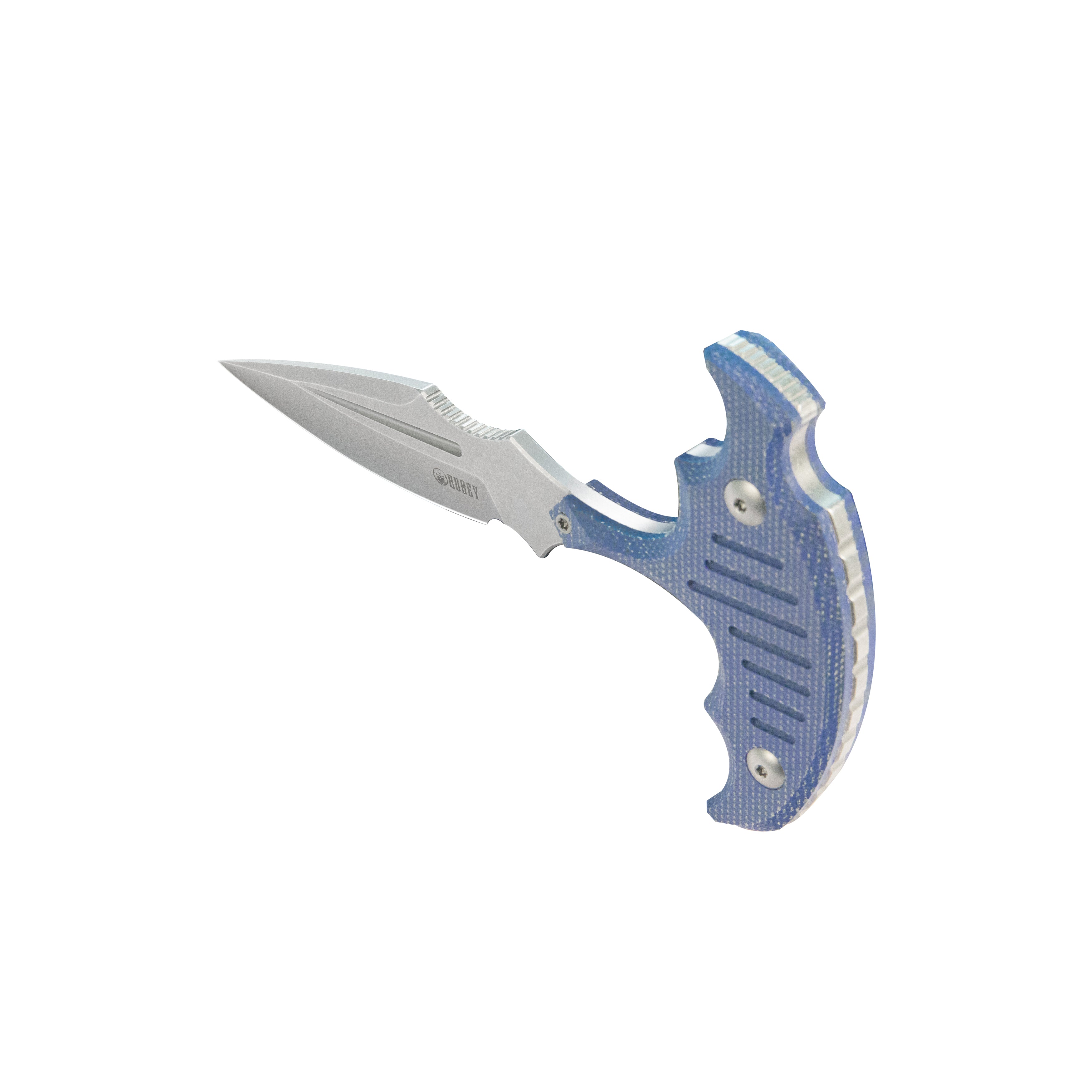 Medusa Push Dagger Fixed Blade Outdoor Knives w/ Kydex Sheath Blue Micarta Beadblast 14C28N KU242D