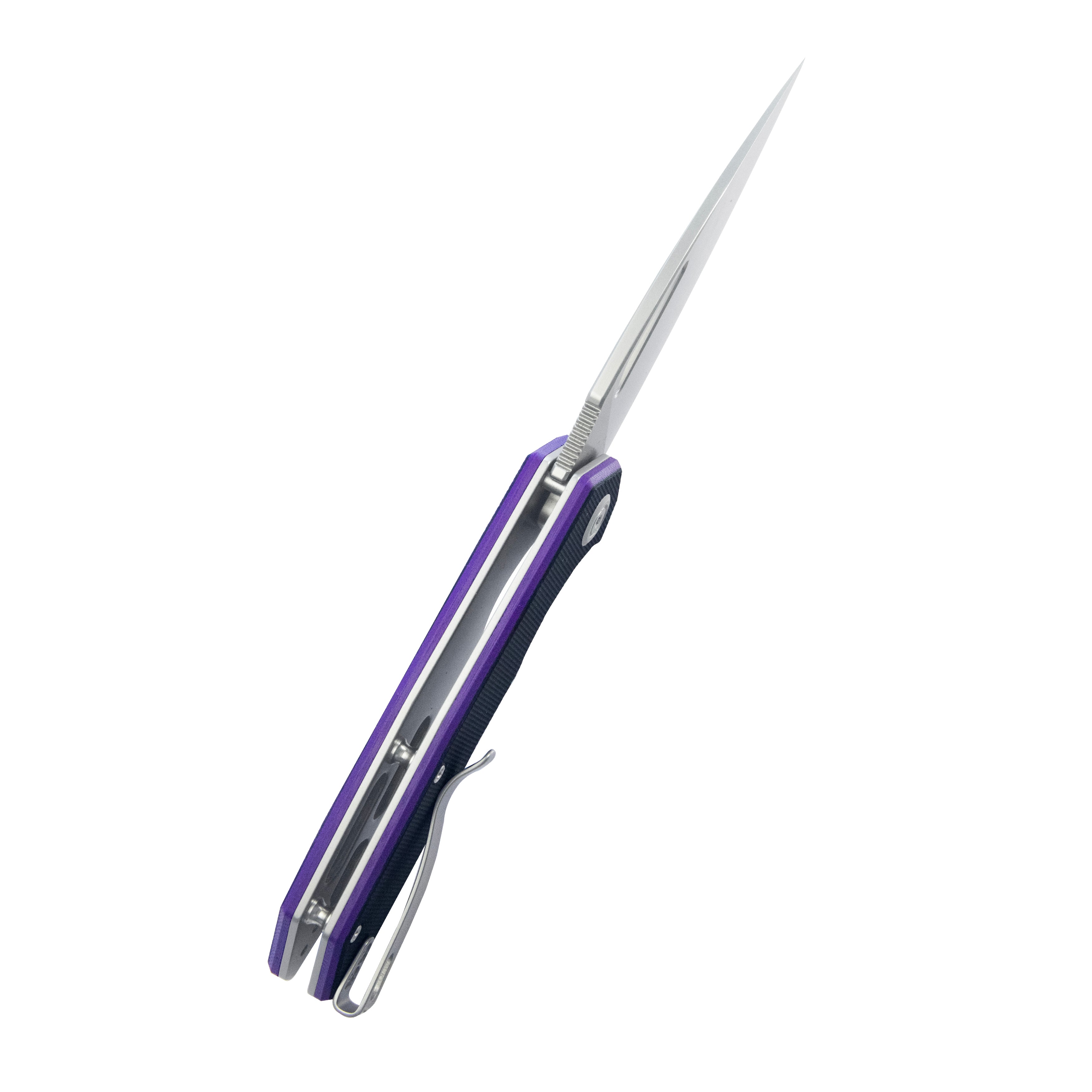 Kubey Coeus Liner Lock Thumb Open Folding Knife Black-purple G-10 Handle Kitchen knives 3.11" Beadblast 14C28N KU122R