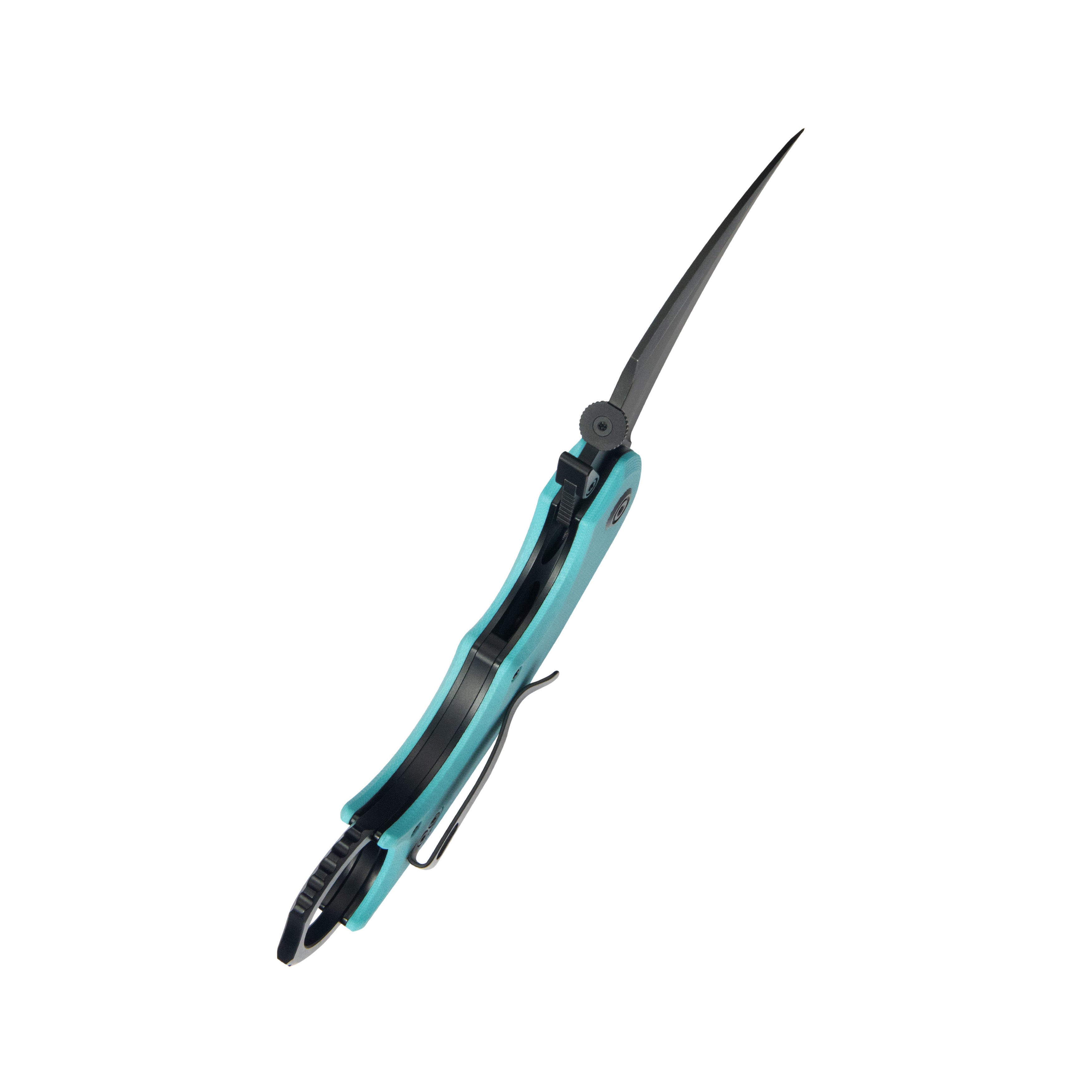 Kubey Rogue Pikal Karambit Folding Knife Tiffany Blue G10 Handle 2.91" Blackwash 14C28N Blade KU298D