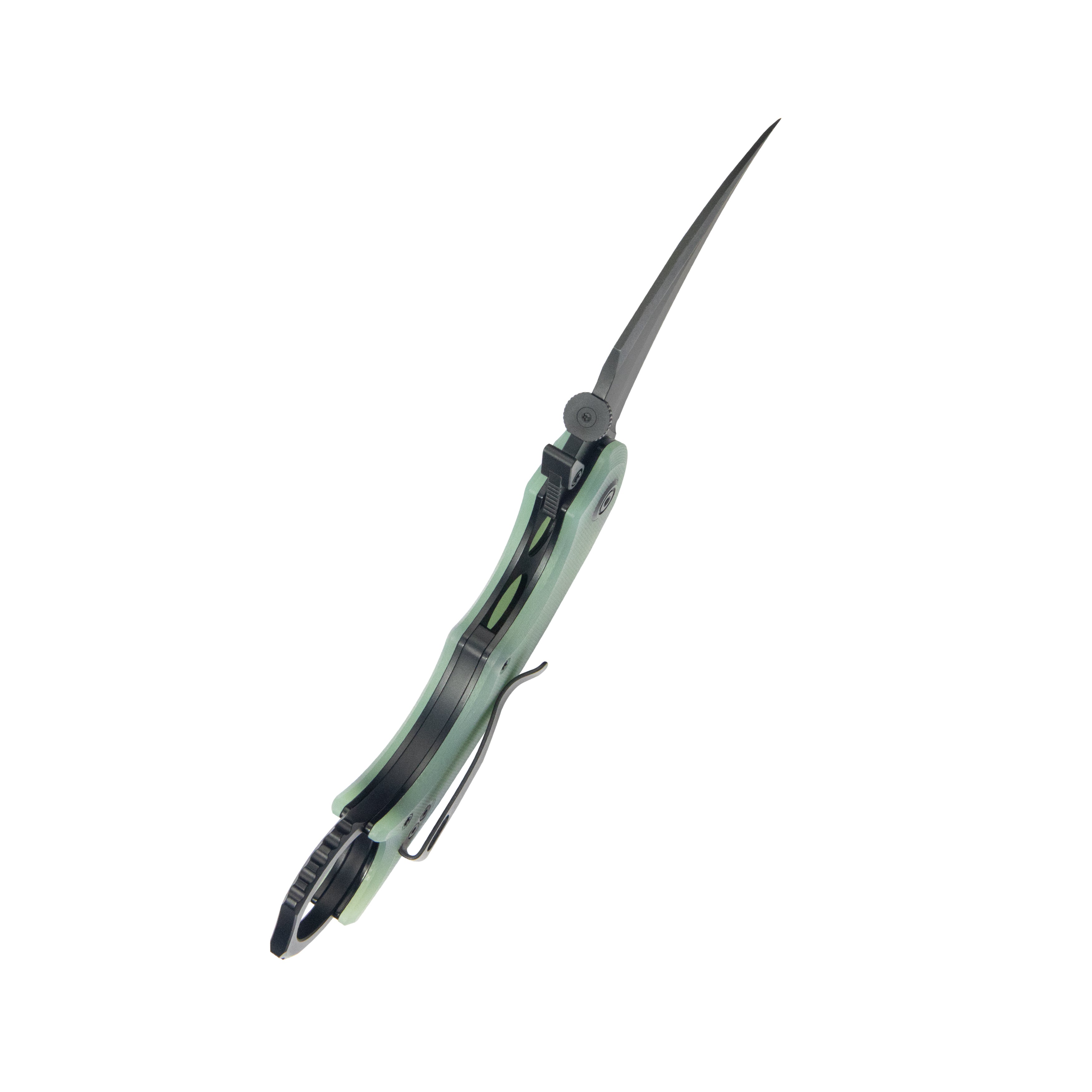 Kubey Rogue Pikal Karambit Folding Knife Jade G10 Handle 2.91" Blackwash 14C28N Blade KU298E